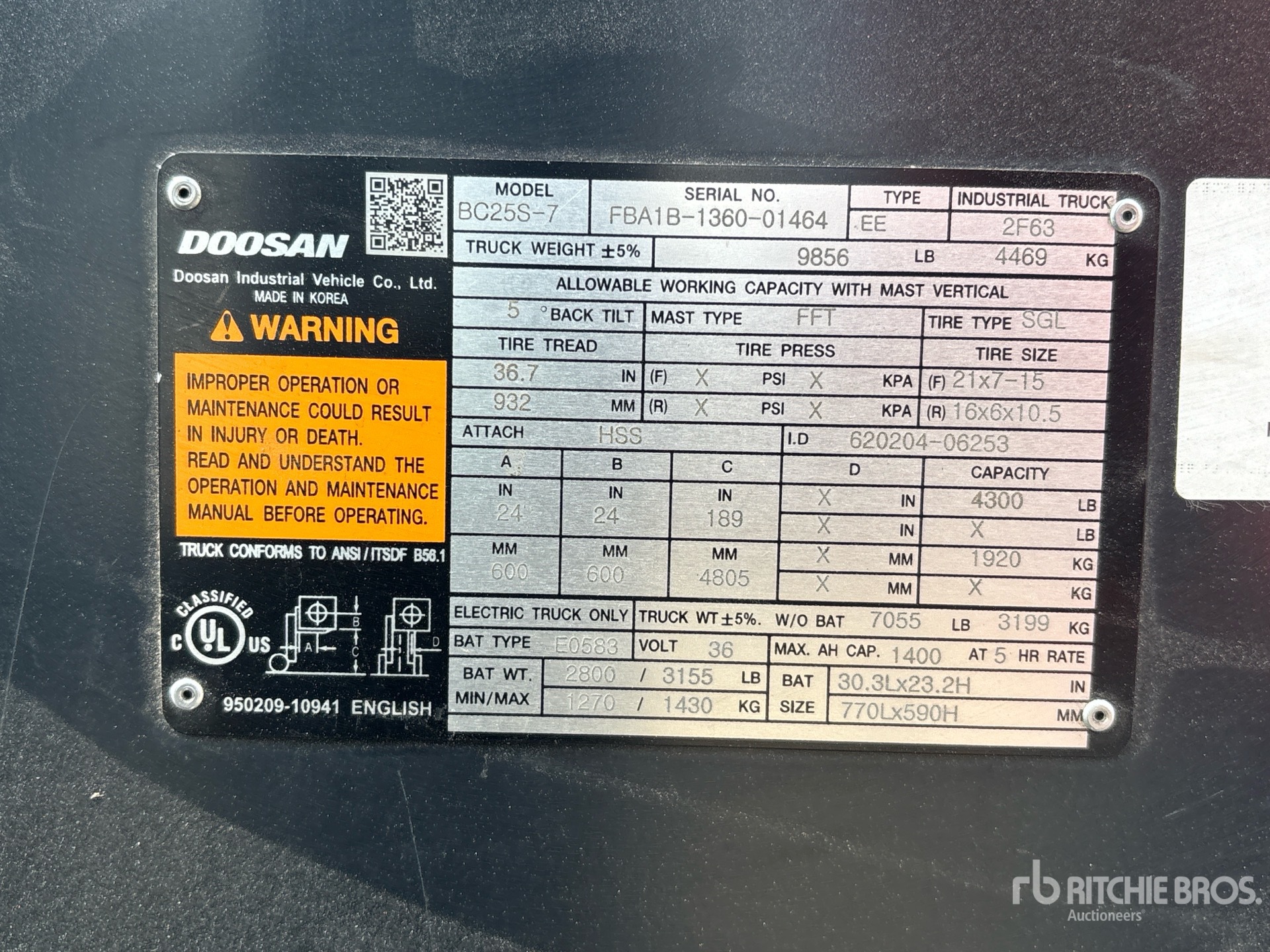 General Appearance with Serial Number / VIN