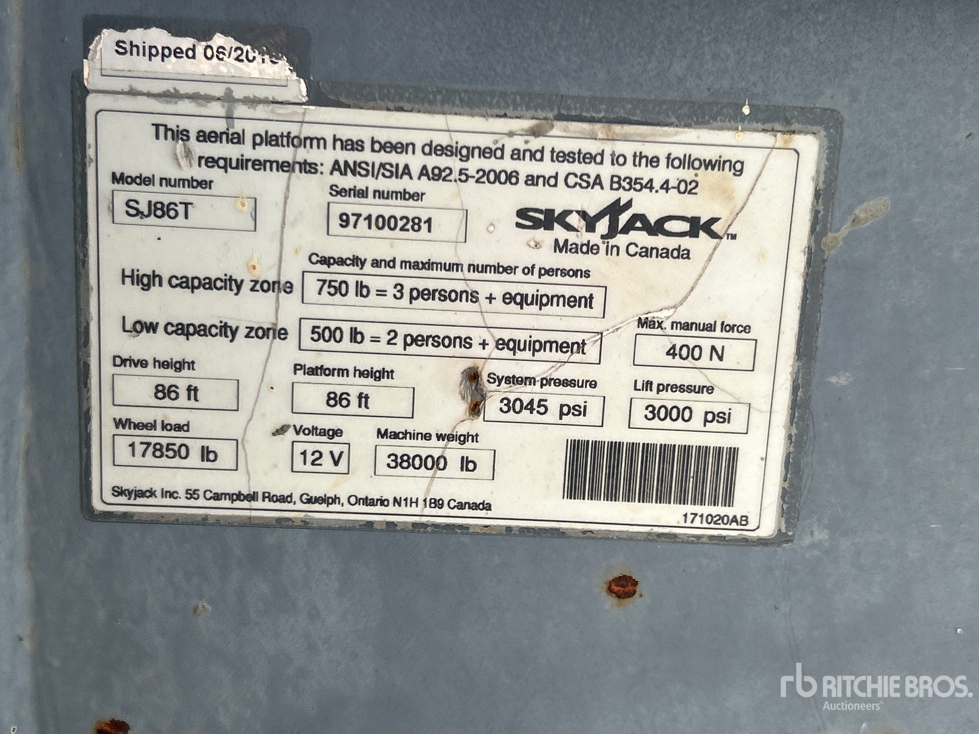 2016 Skyjack SJ86T