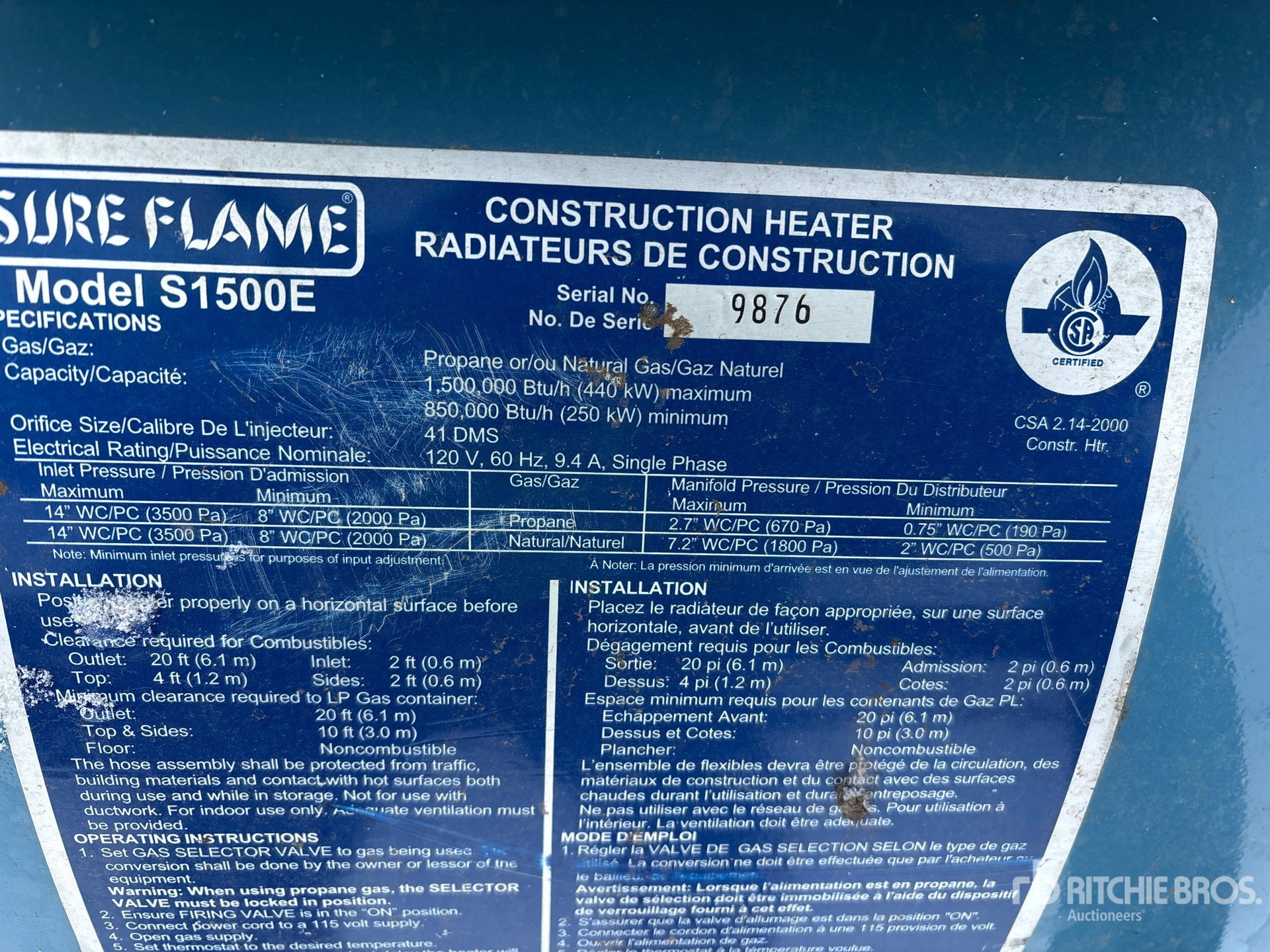 General Appearance with Serial Number / VIN