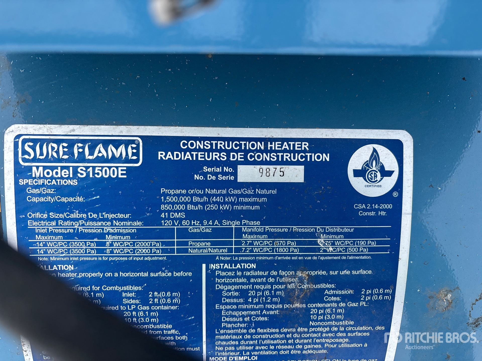 General Appearance with Serial Number / VIN