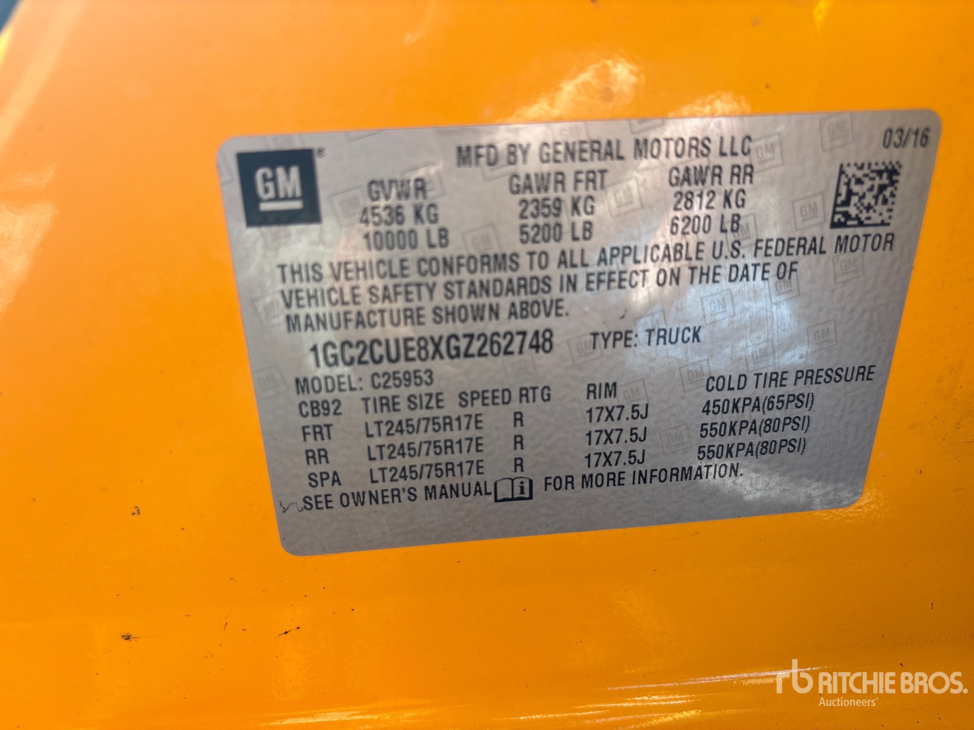 General Appearance with Serial Number / VIN