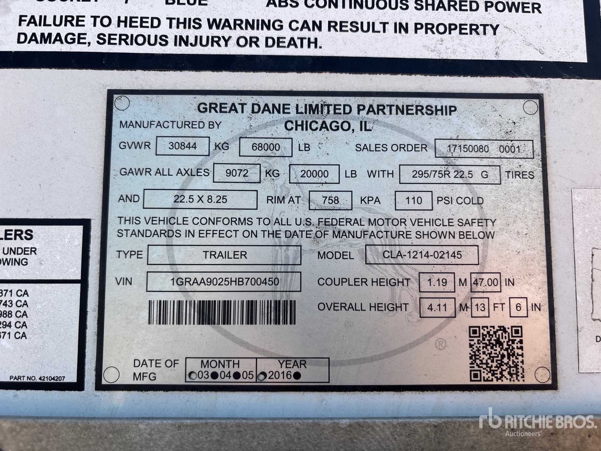 General Appearance with Serial Number / VIN