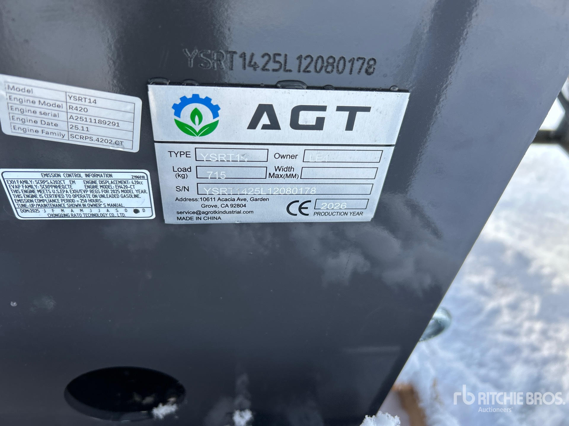 General Appearance with Serial Number / VIN