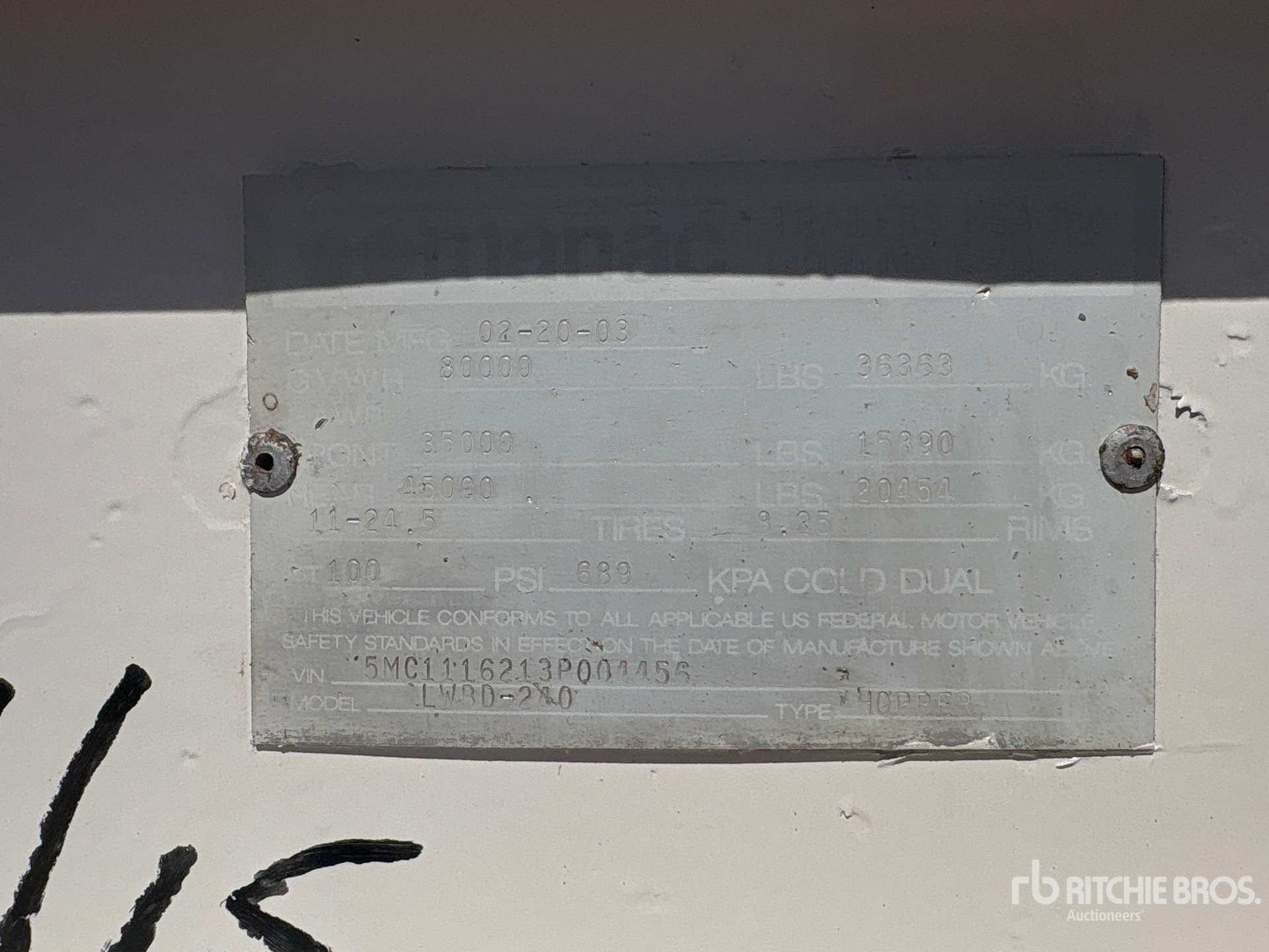 General Appearance with N.º de serie/VIN