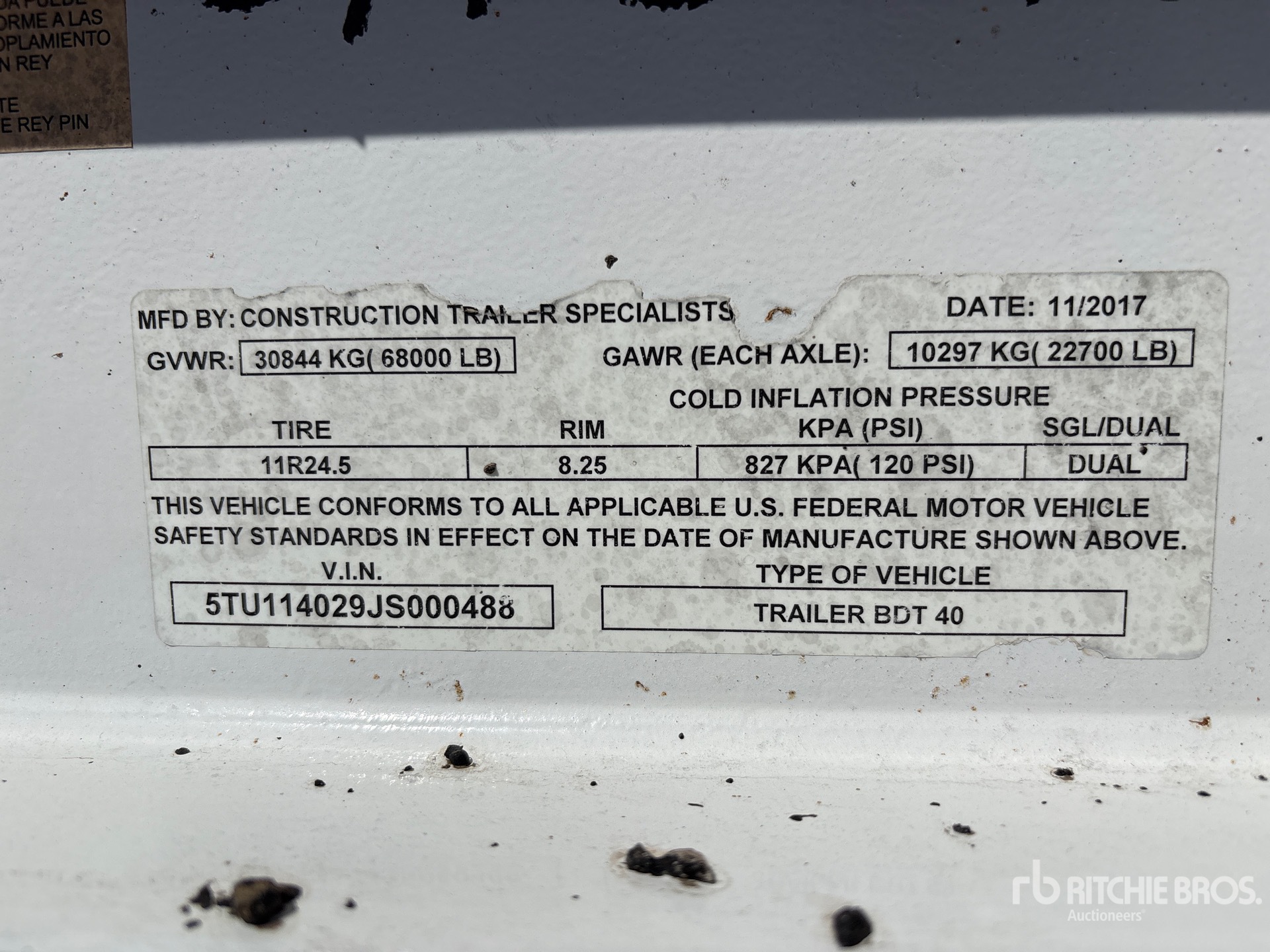 General Appearance with N.º de serie/VIN