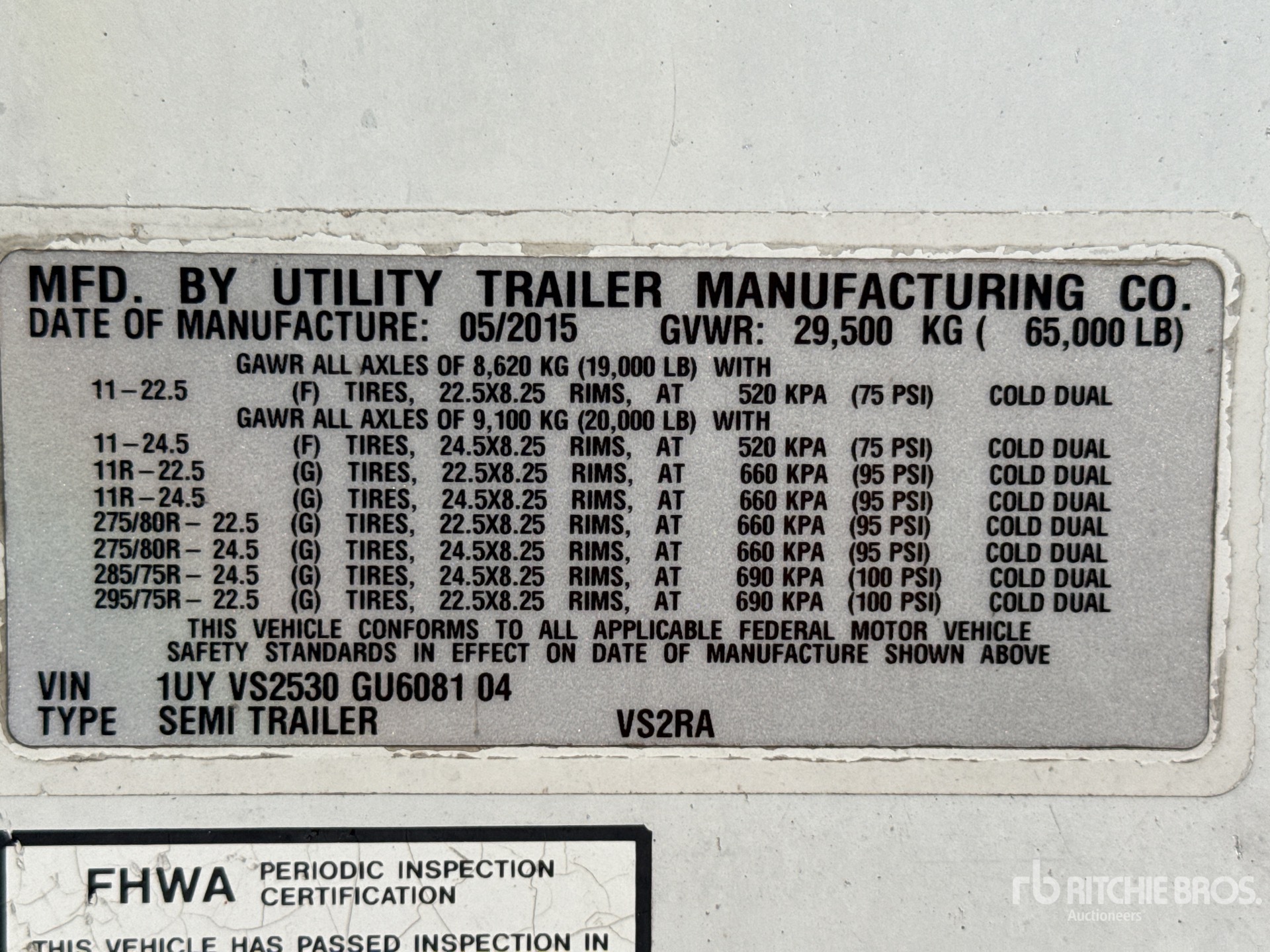 General Appearance with Serial Number / VIN