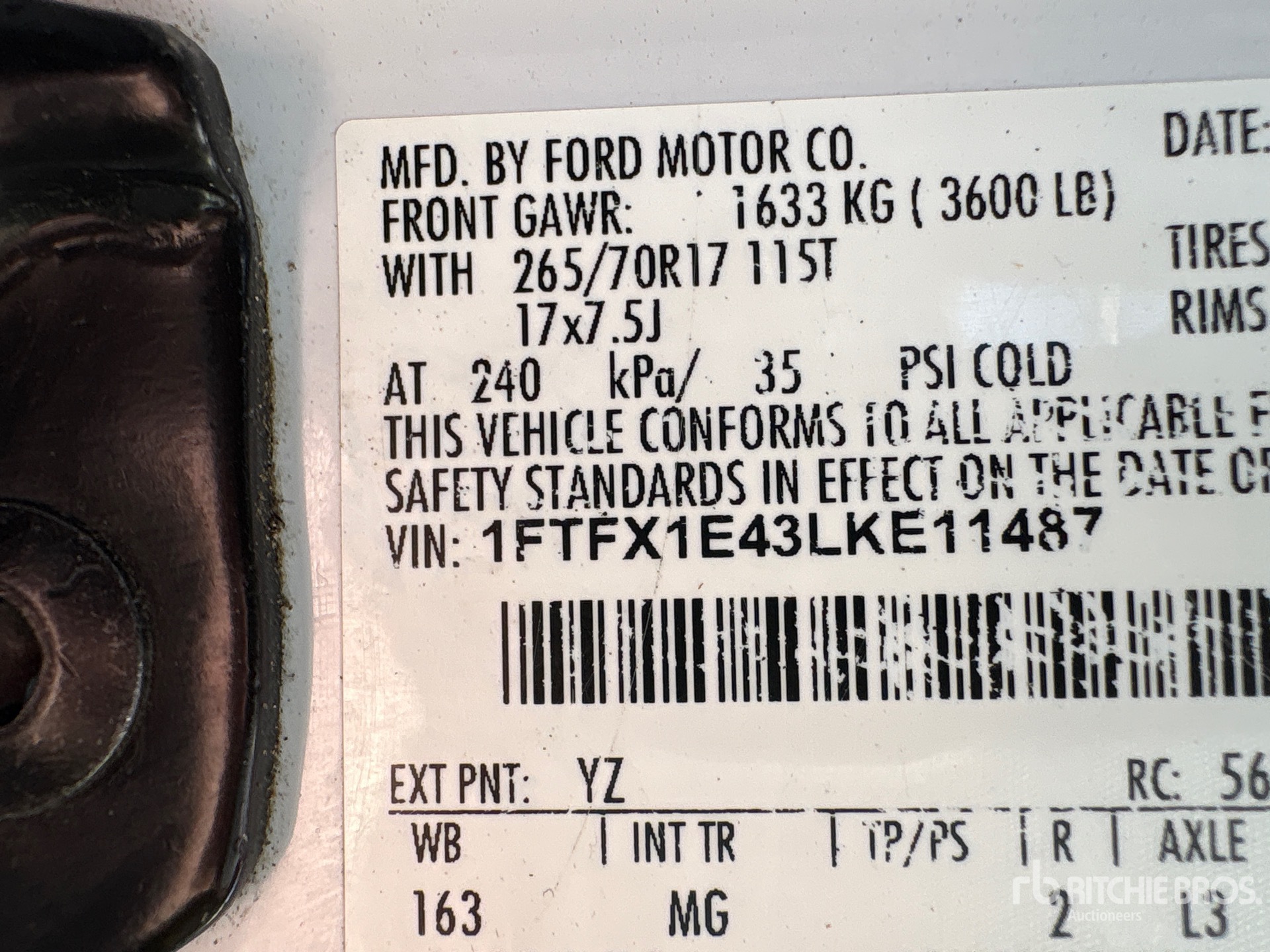 General Appearance with Serial Number / VIN