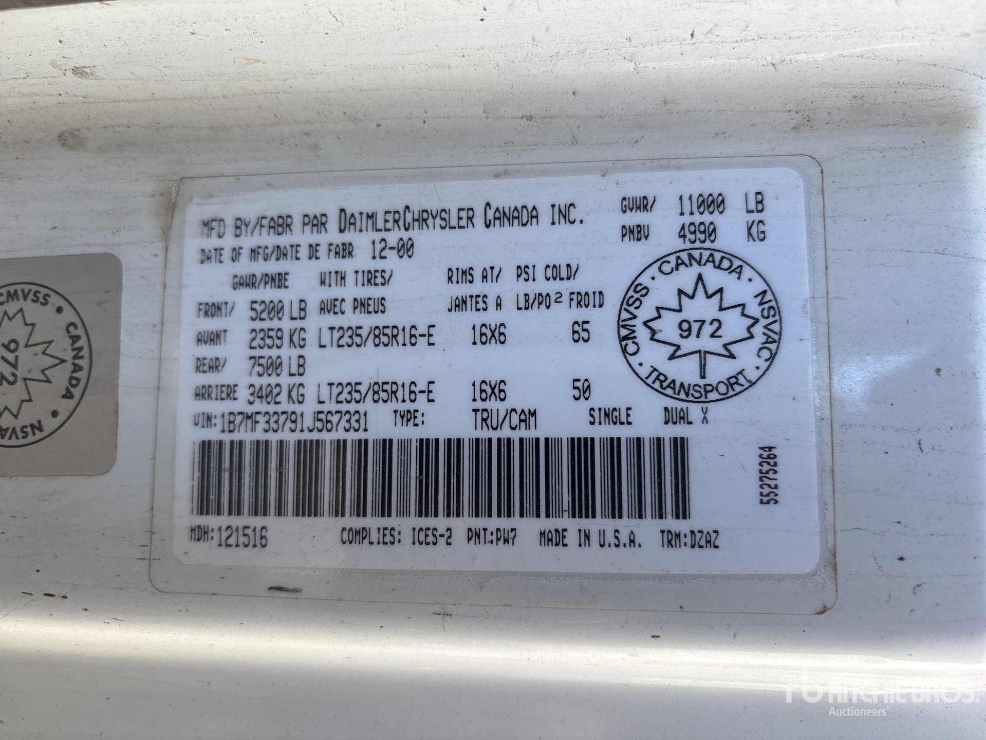 General Appearance with Serial Number / VIN