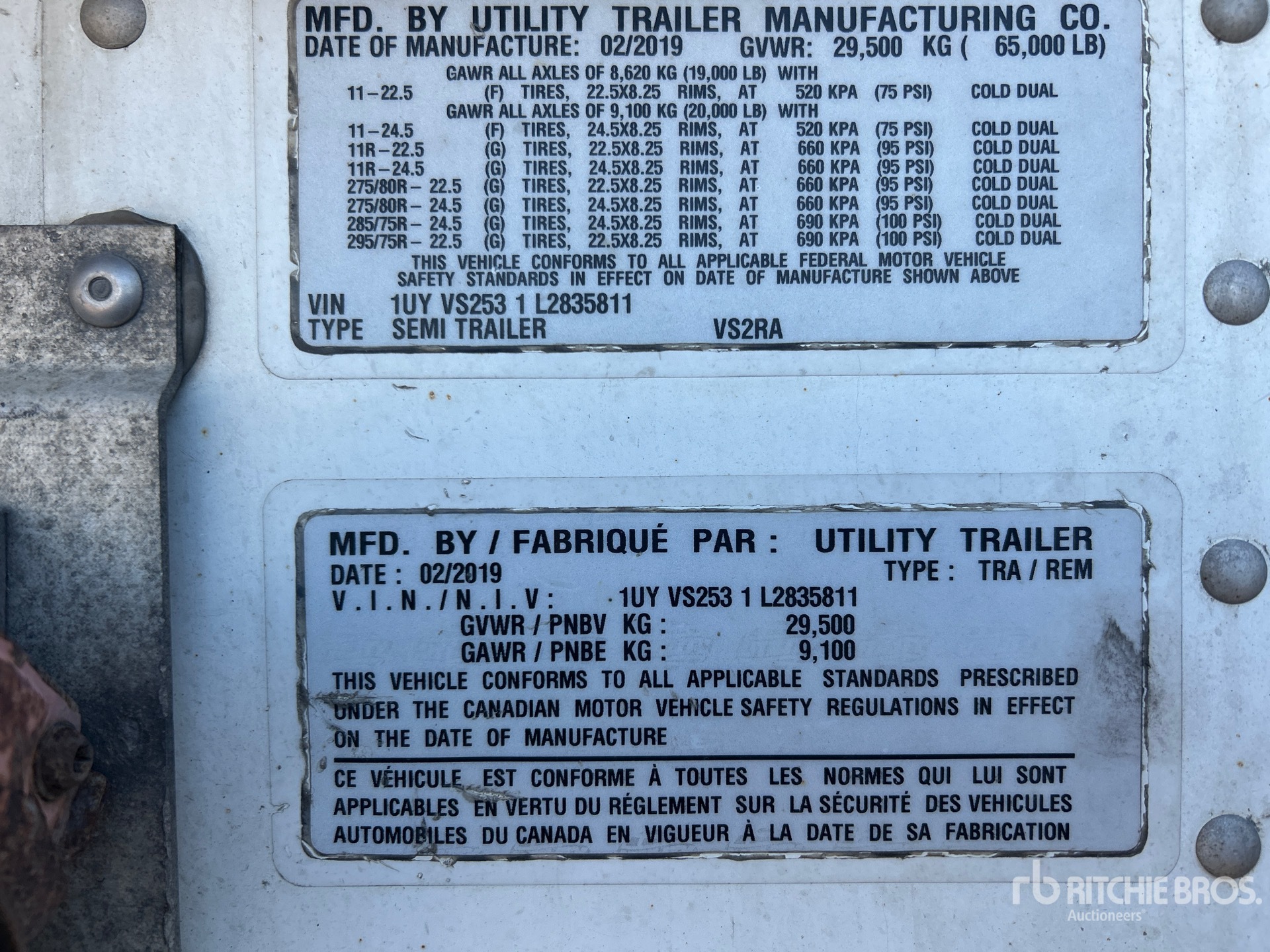 General Appearance with Serial Number / VIN