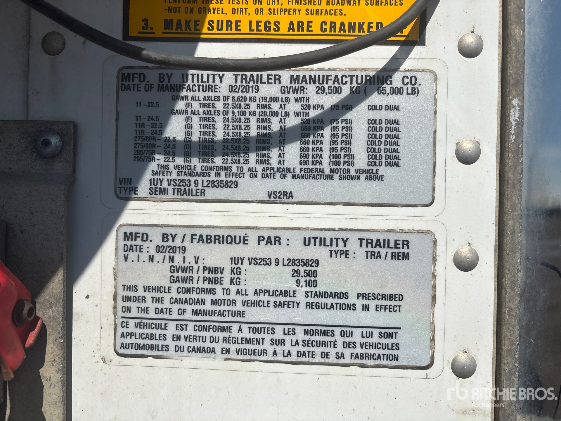 General Appearance with Serial Number / VIN