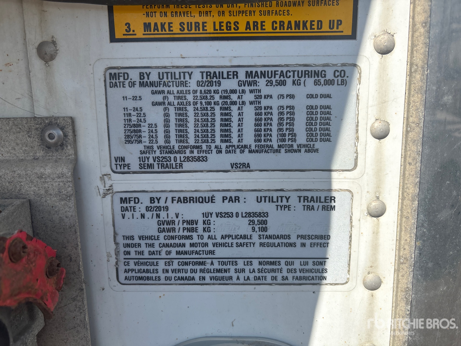 General Appearance with Serial Number / VIN