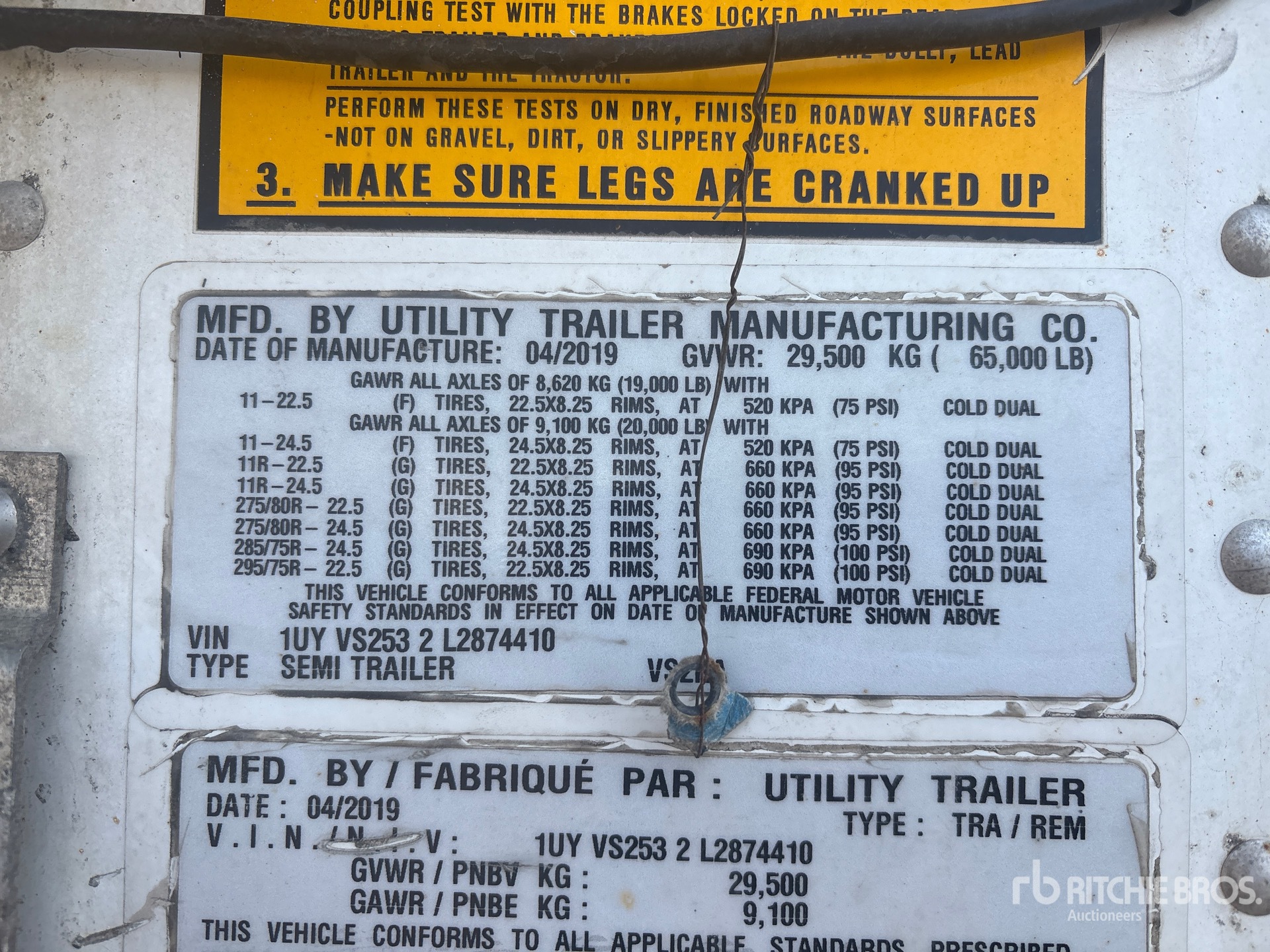 General Appearance with Serial Number / VIN