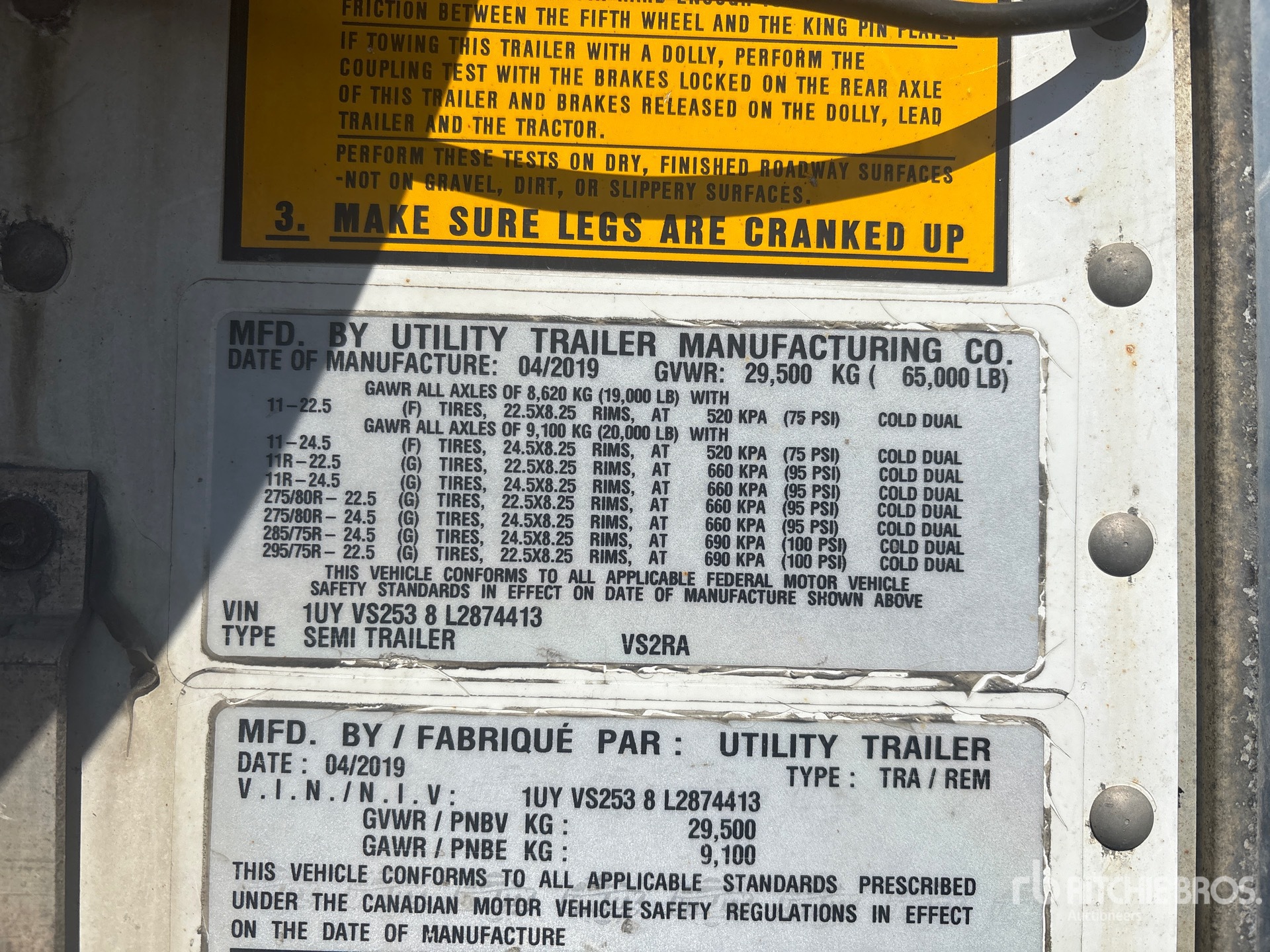 General Appearance with Serial Number / VIN