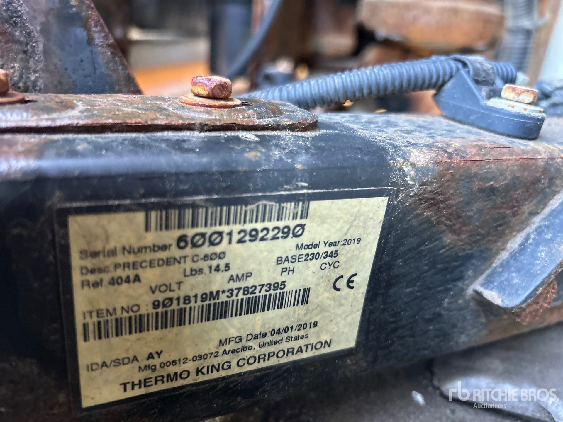 General Appearance with Refrigeration Unit Serial Number