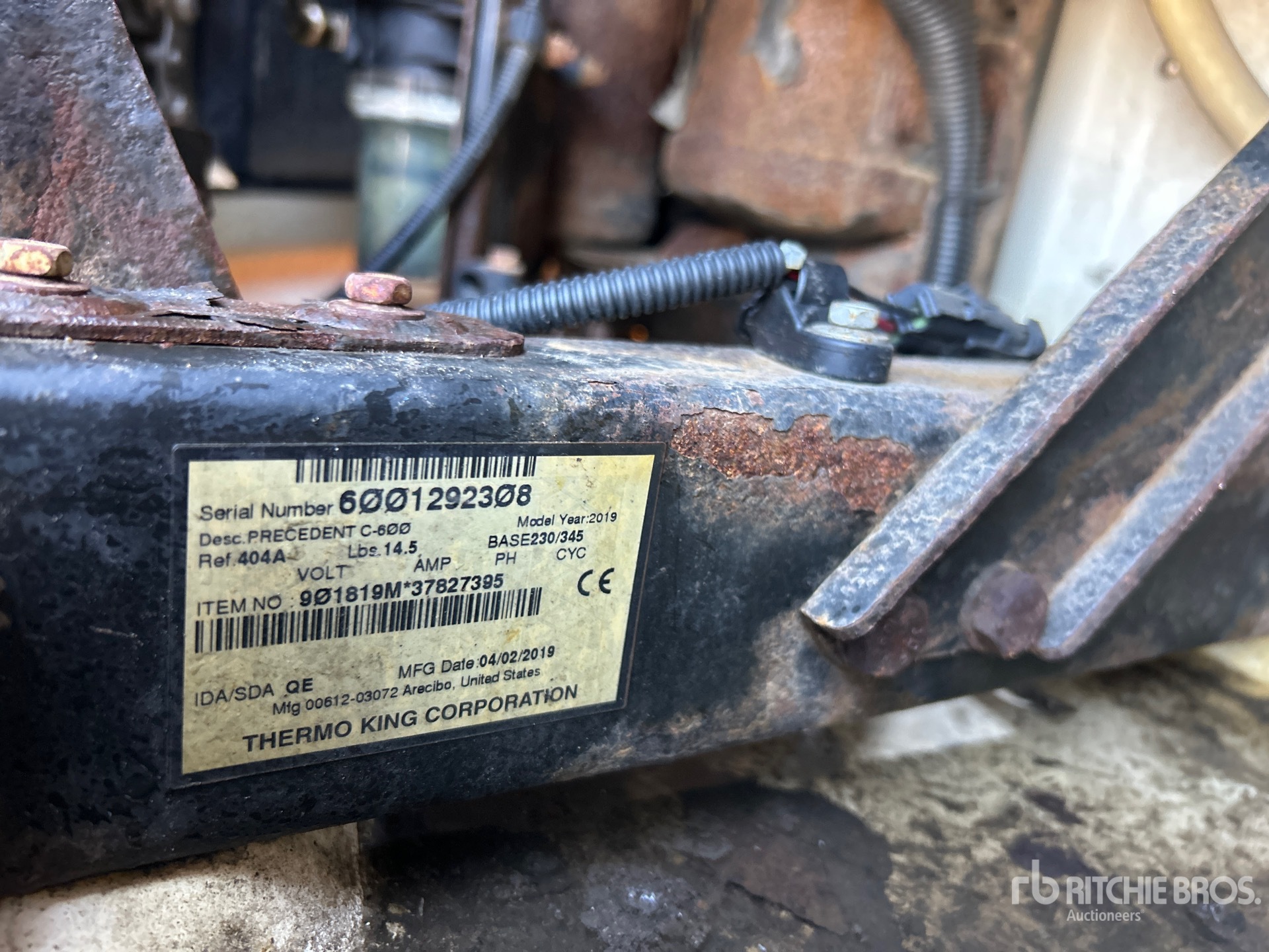 General Appearance with Refrigeration Unit Serial Number