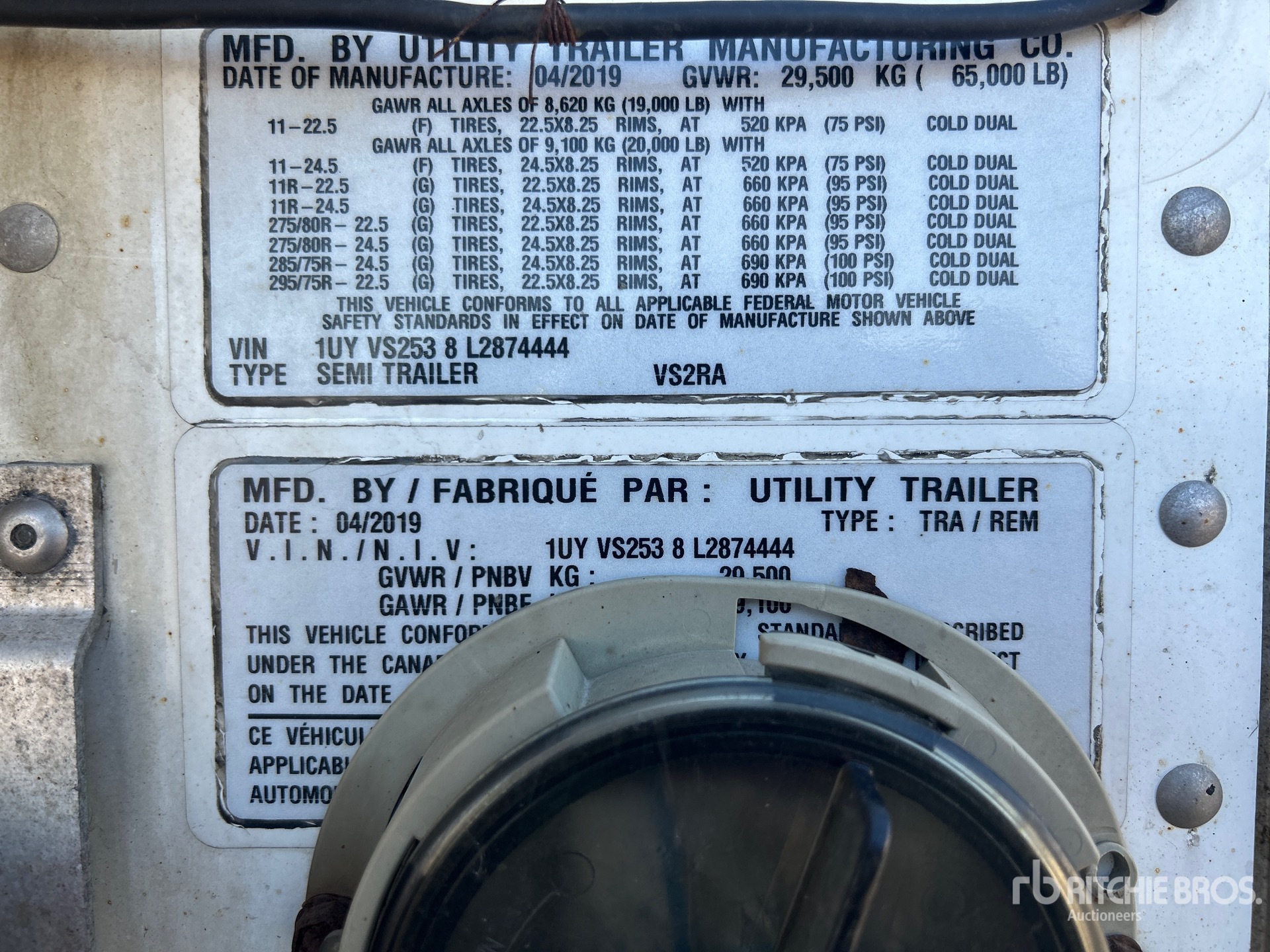 General Appearance with Serial Number / VIN