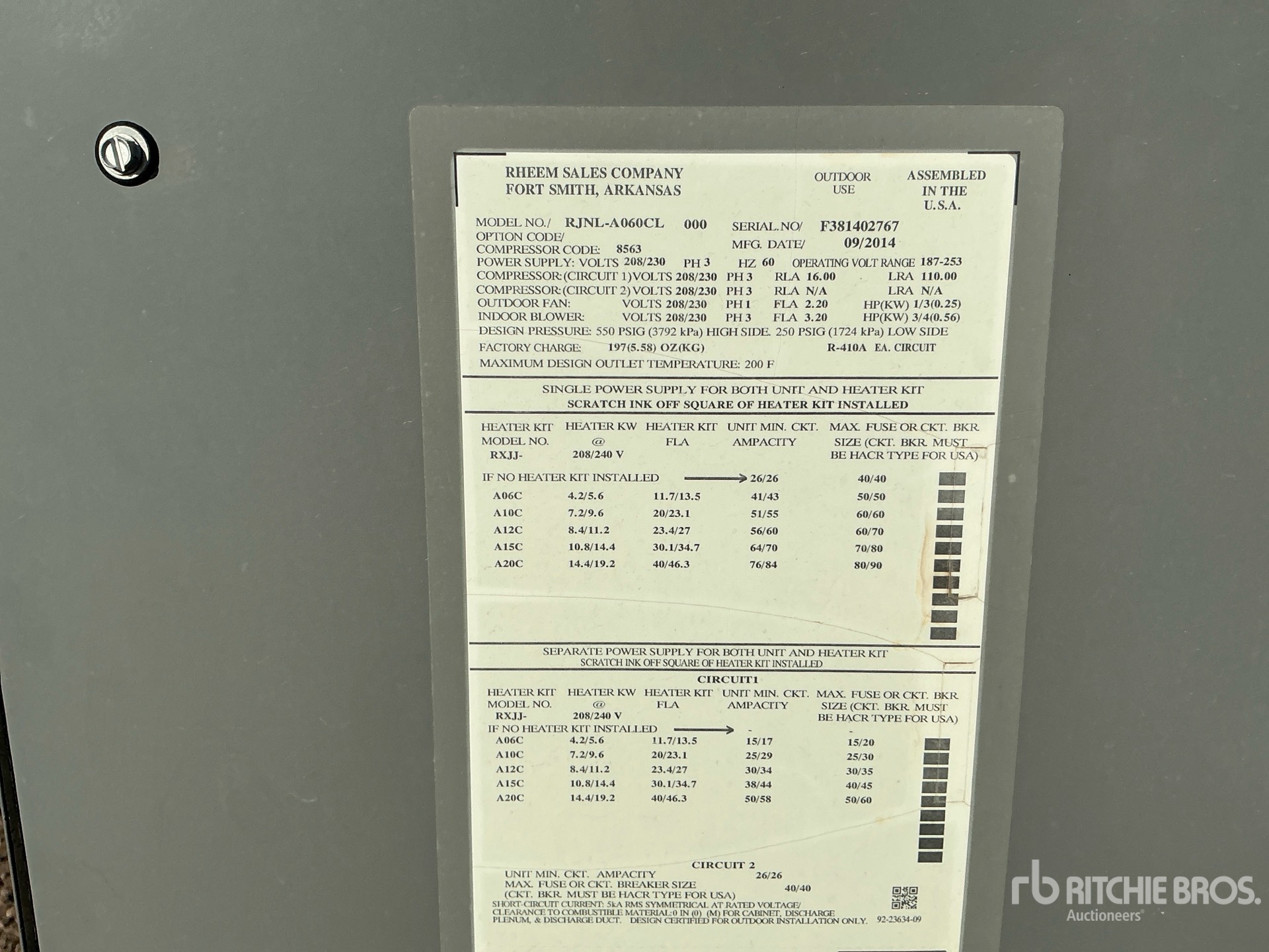 General Appearance with Serial Number / VIN