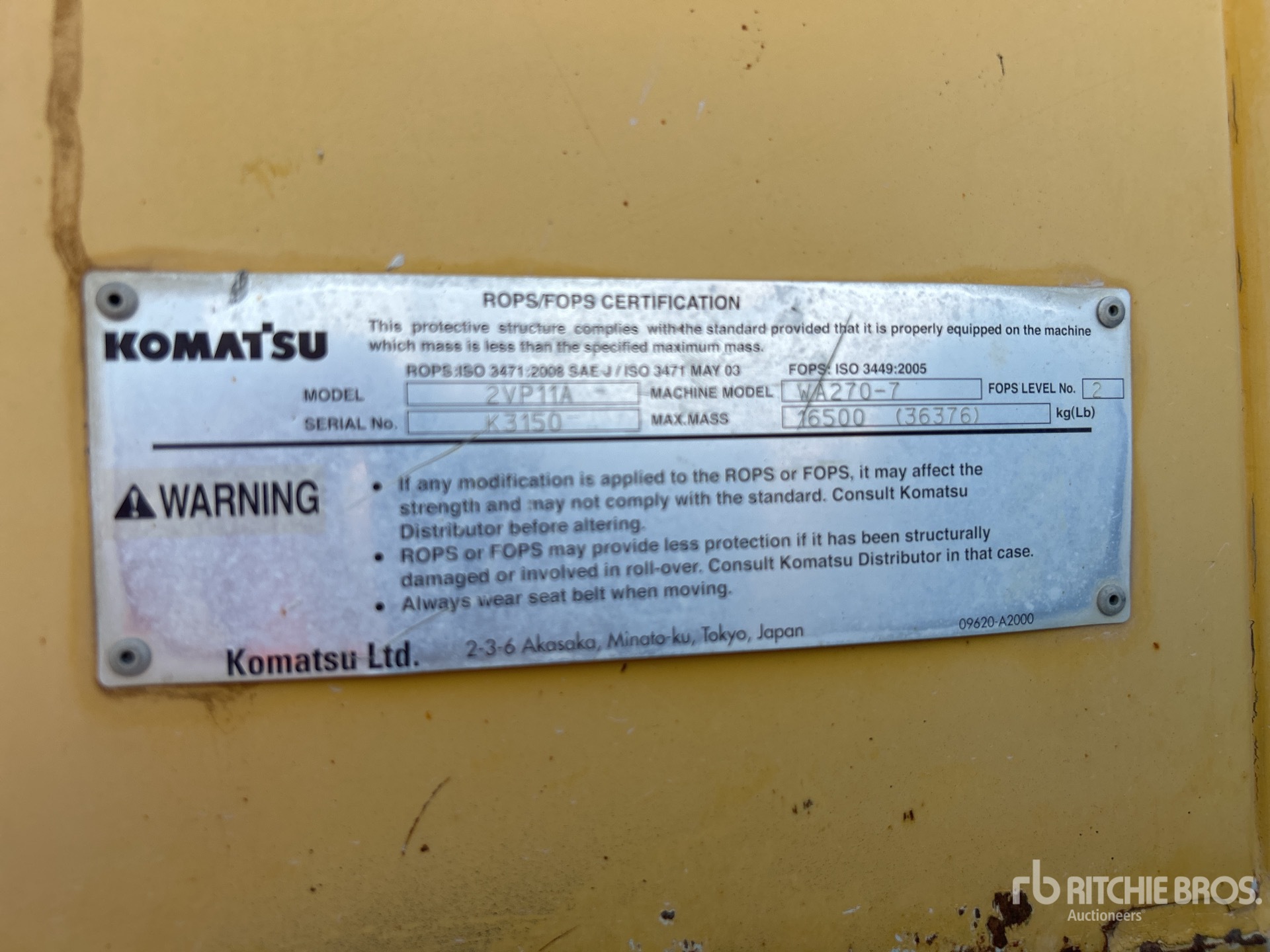 2015 Komatsu WA270-7