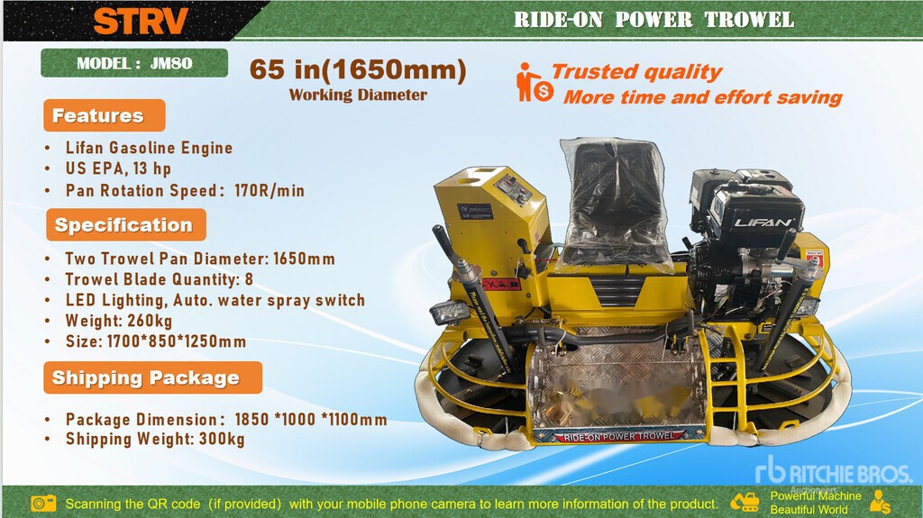 2026 STARVOX JM80 Ride-on Power Trowel (Unused) | Ritchie Bros