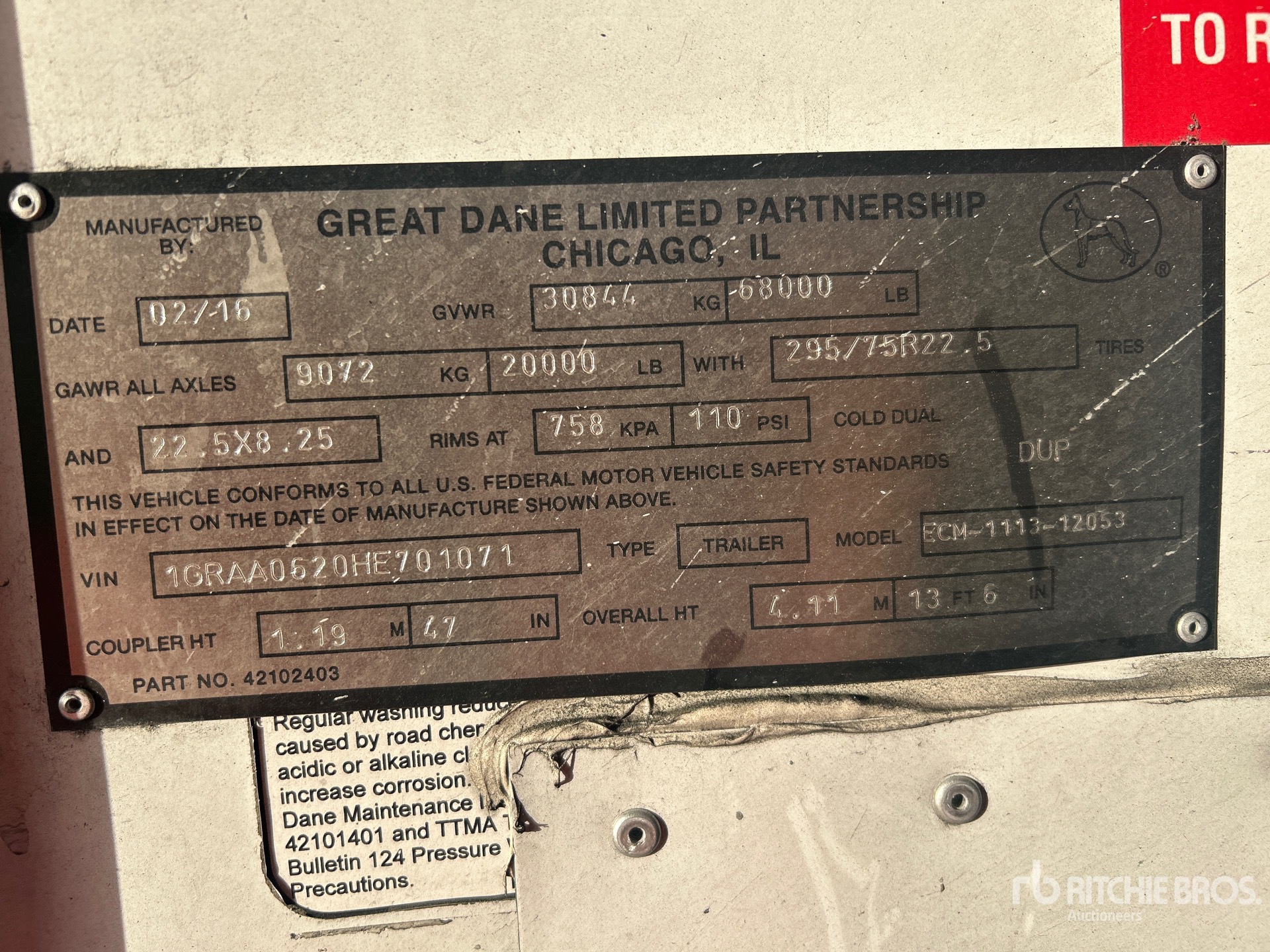 2017 Great Dane 53 ft x 102 in T/A Multi -Temp