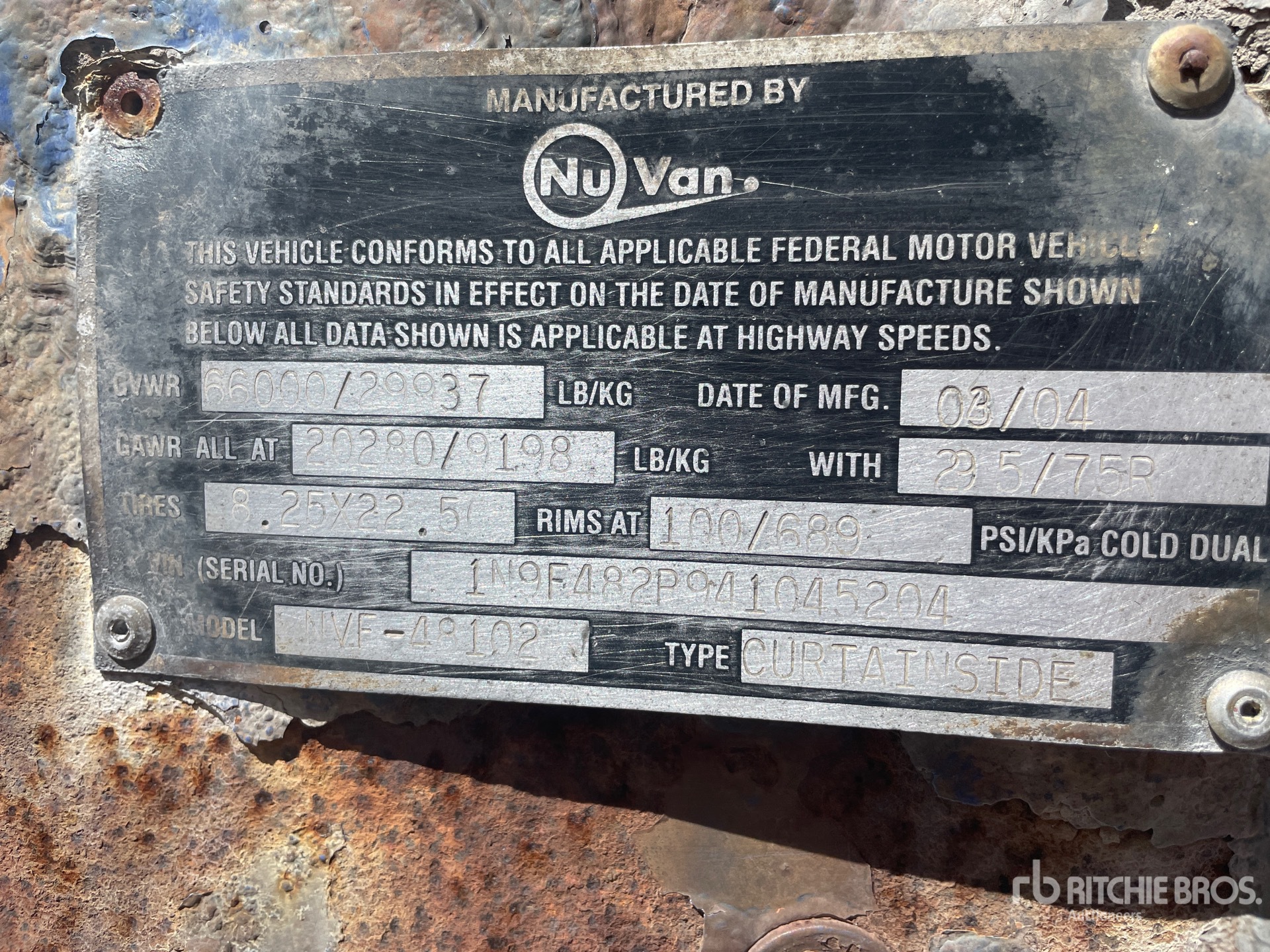 General Appearance with Serial Number / VIN