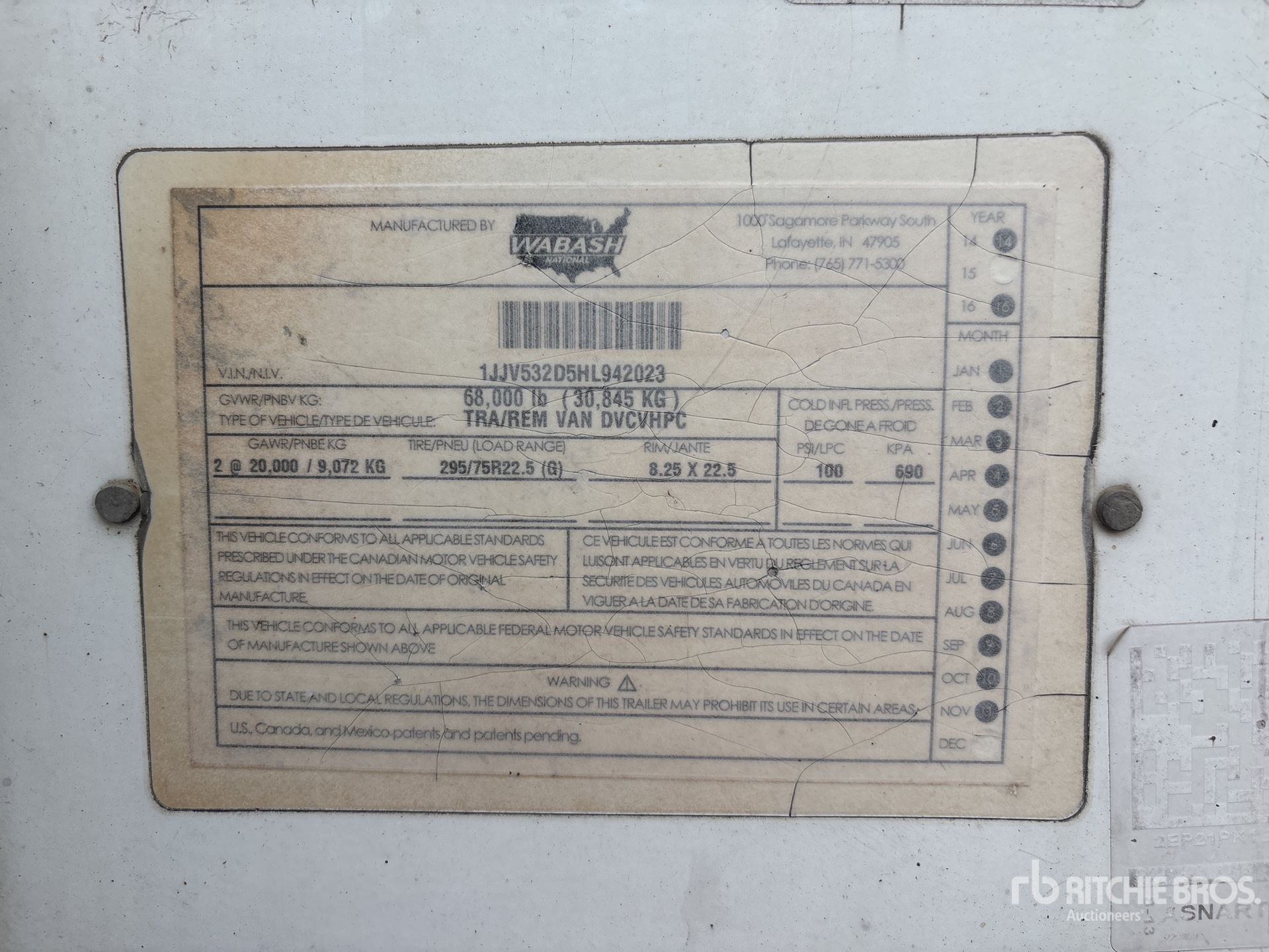 2017 Wabash 53 ft T/A