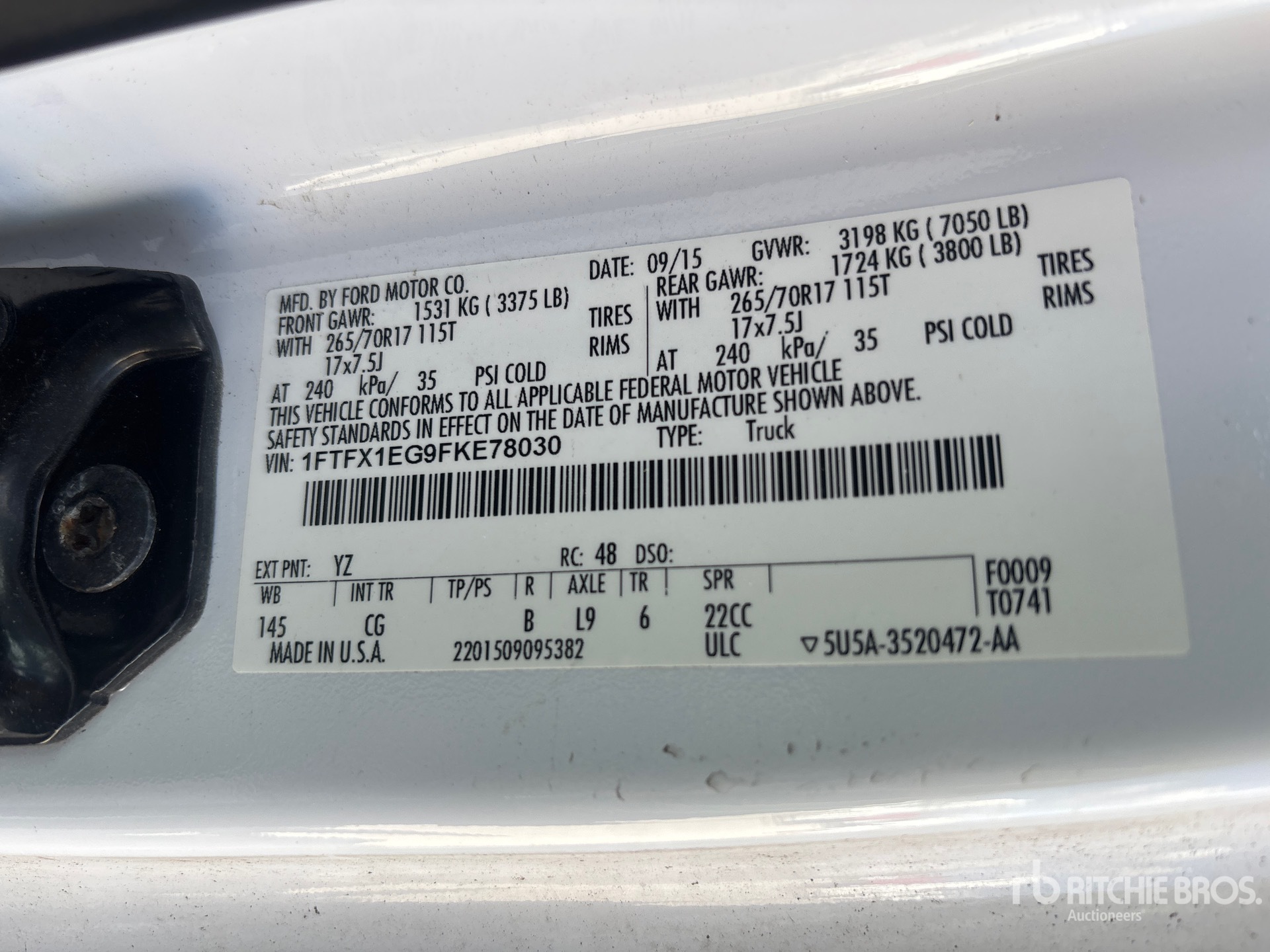 General Appearance with Serial Number / VIN