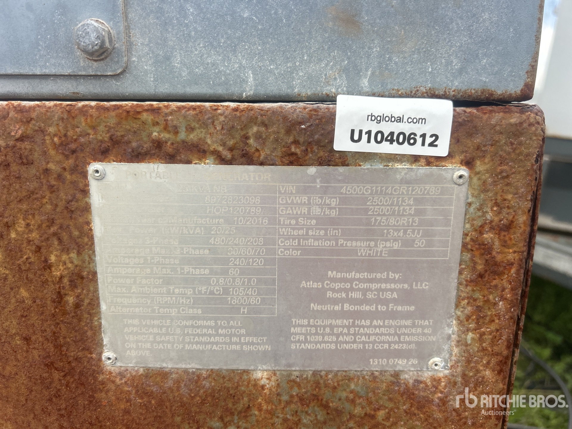 2016 Atlas Copco QAS25