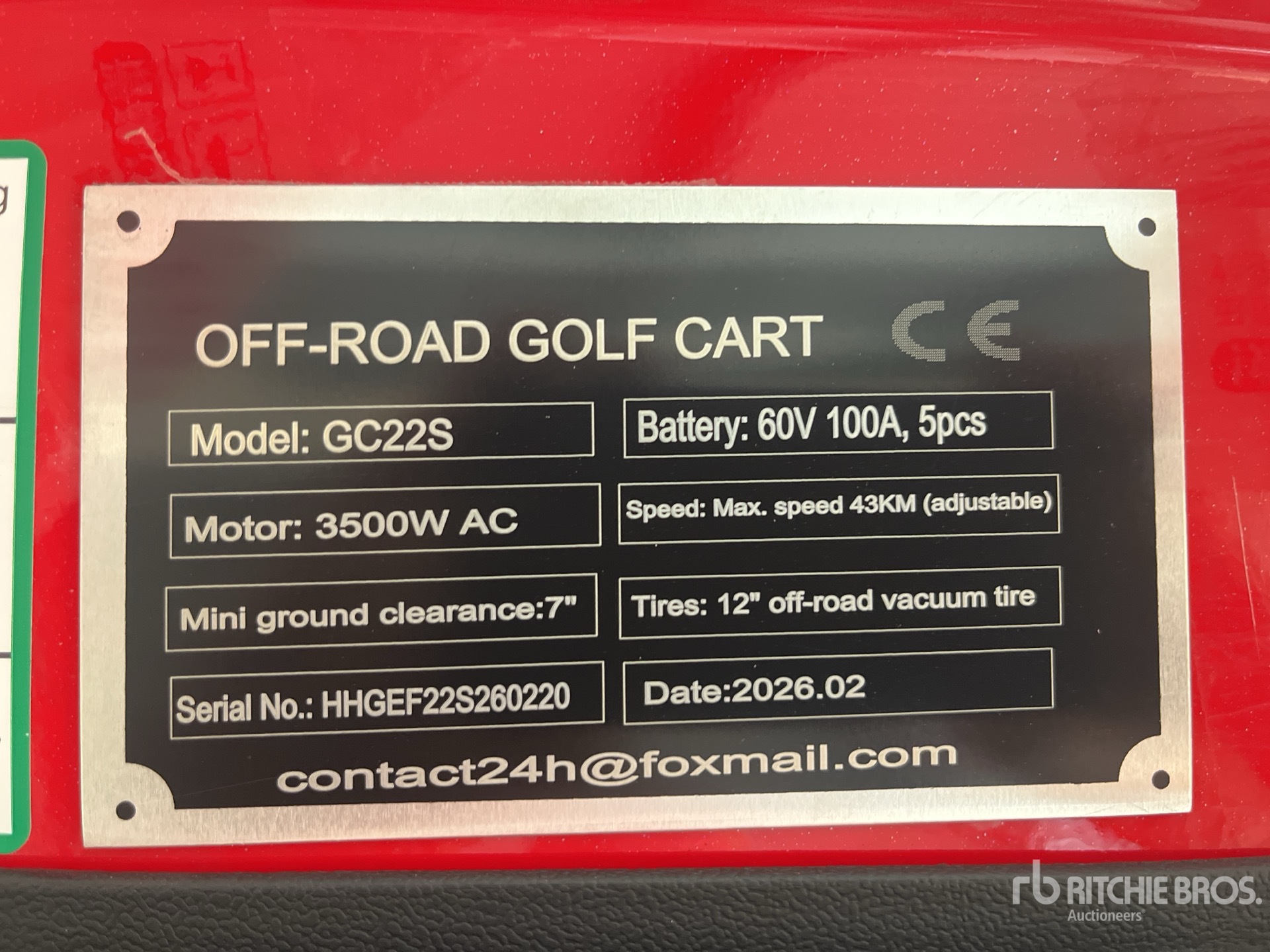 General Appearance with Serial Number / VIN