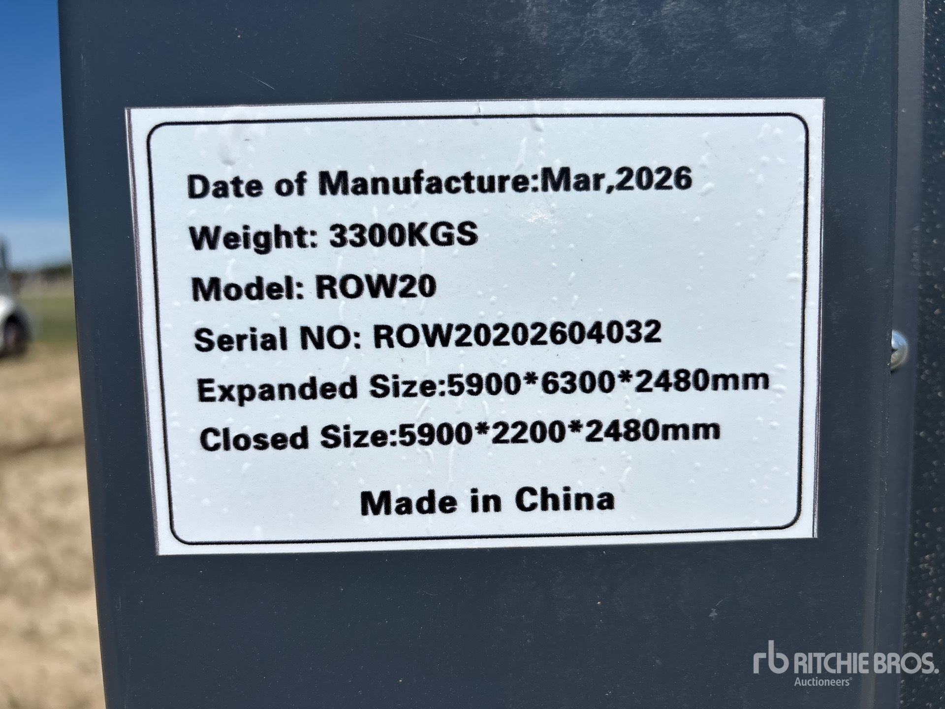 General Appearance with Serial Number / VIN