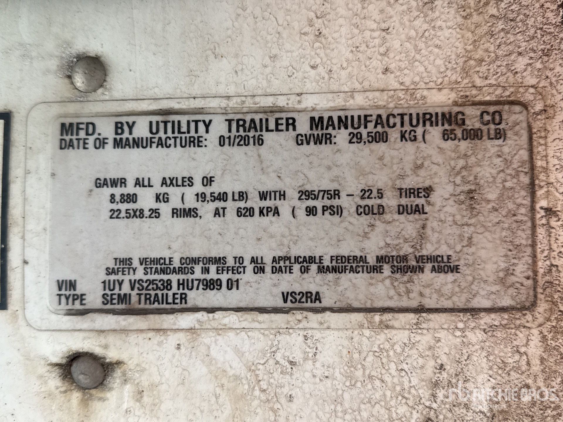 General Appearance with Serial Number / VIN