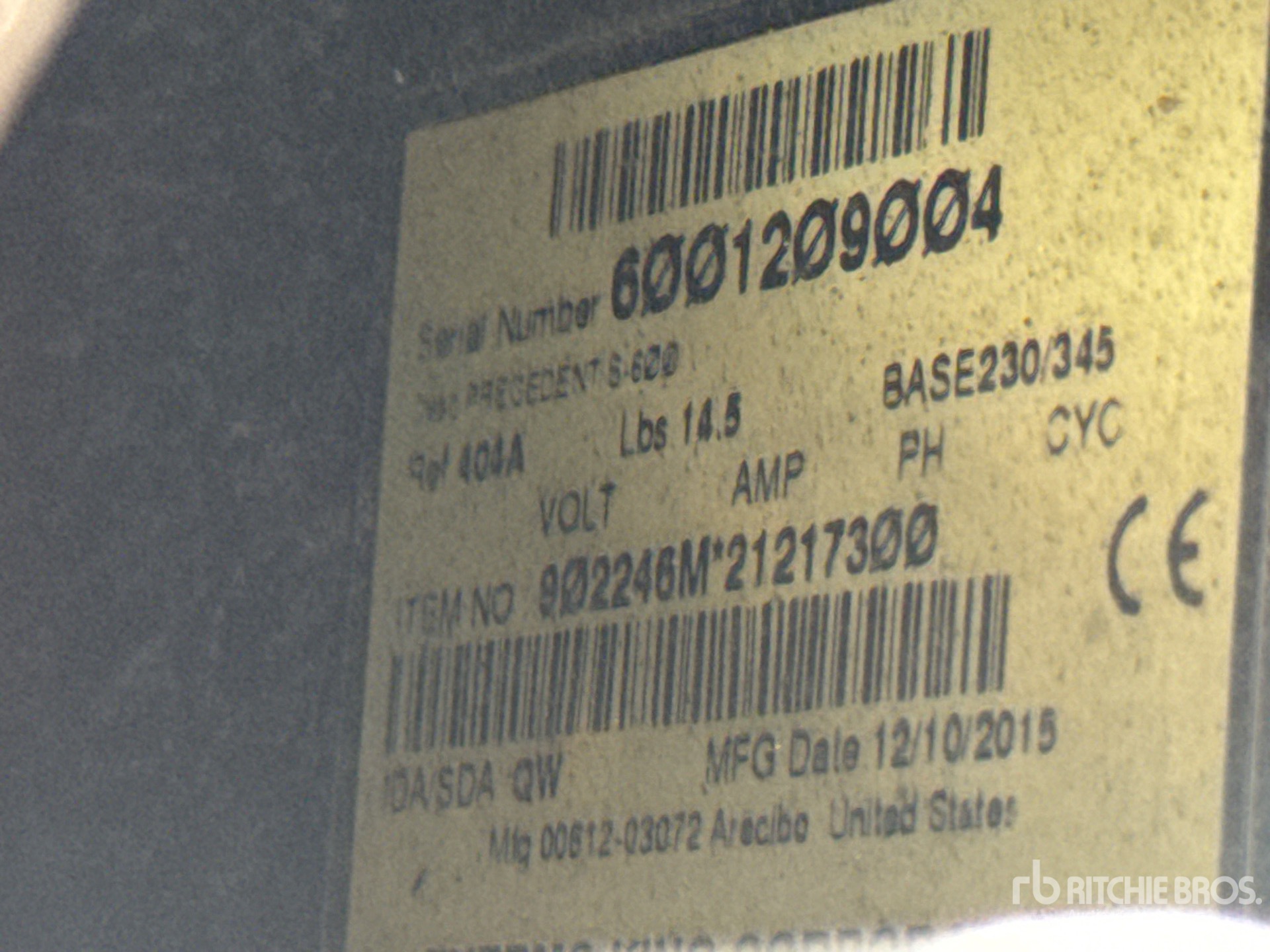 General Appearance with Refrigeration Unit Serial Number