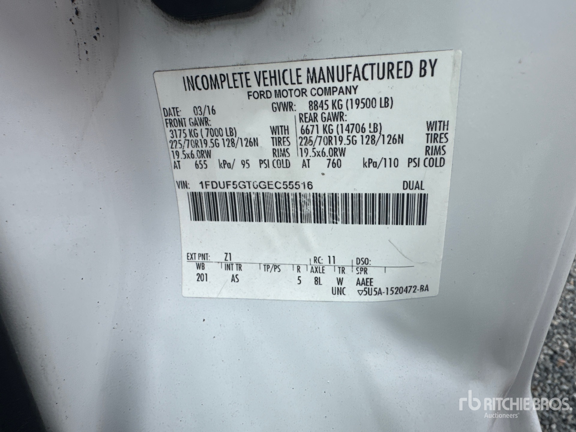 General Appearance with Serial Number / VIN