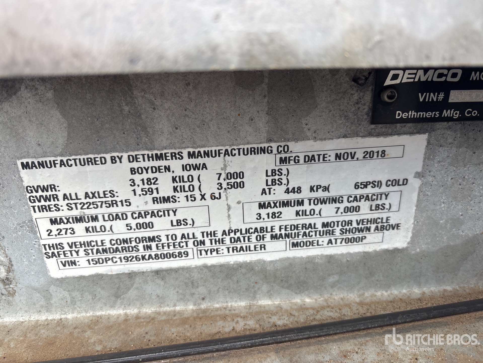General Appearance with Serial Number / VIN