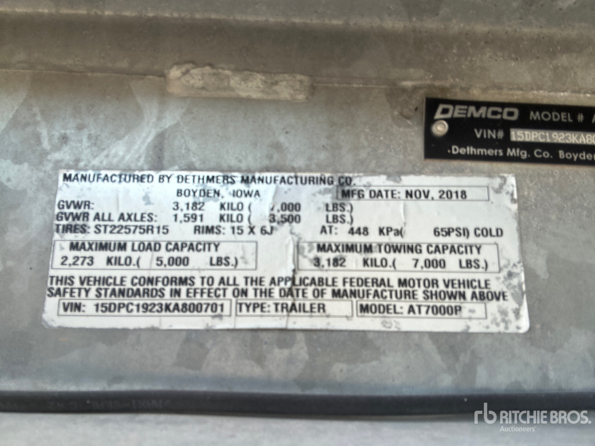 General Appearance with Serial Number / VIN