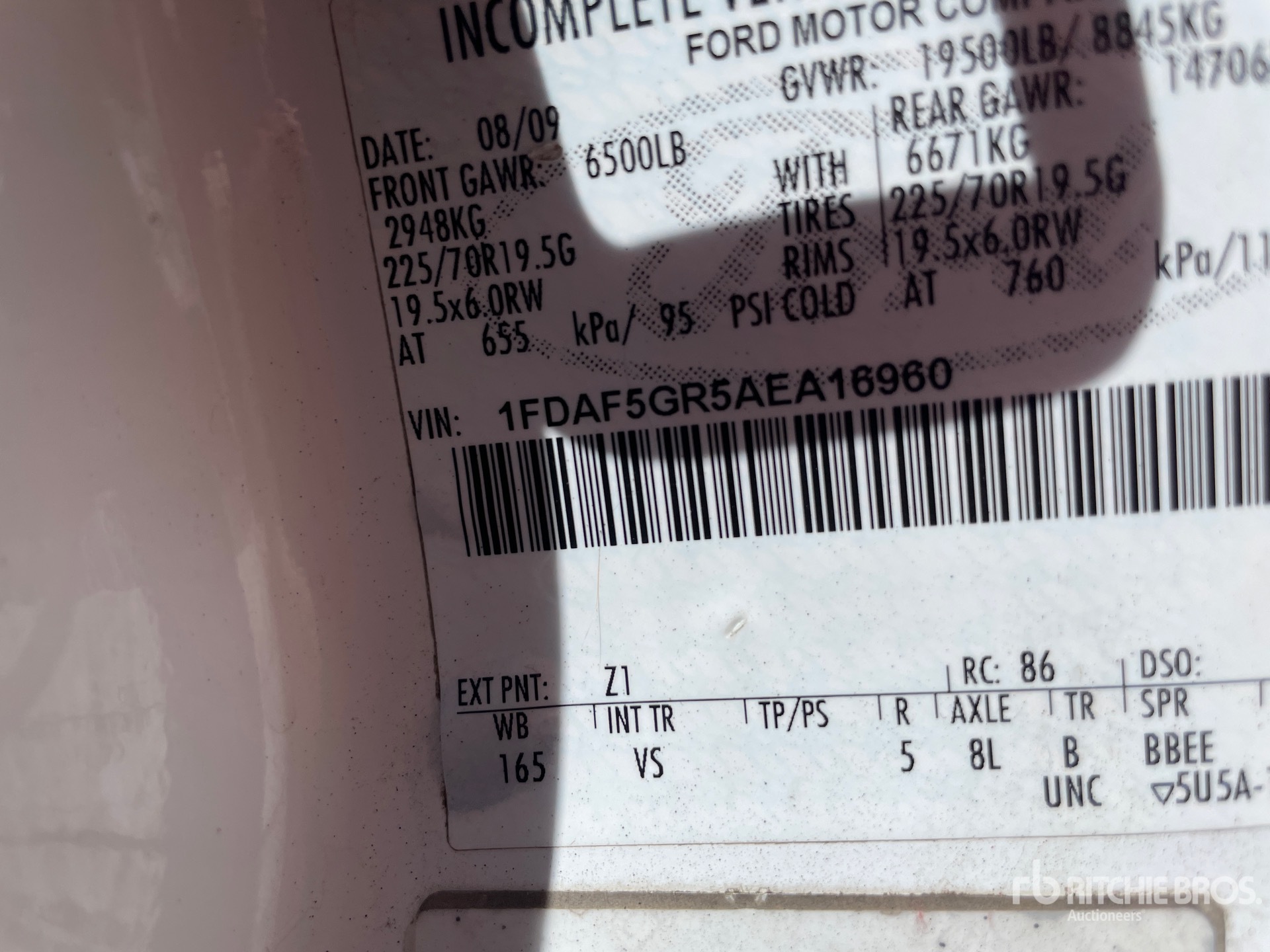 General Appearance with Serial Number / VIN