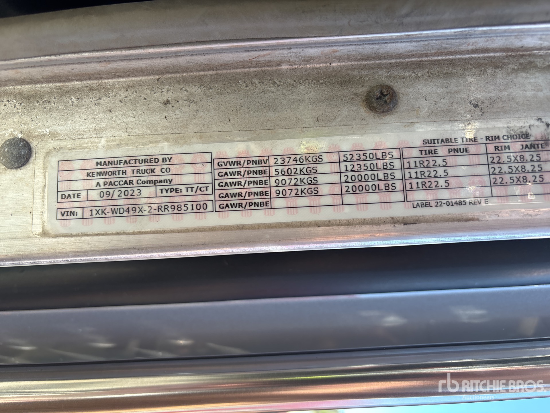 General Appearance with Serial Number / VIN