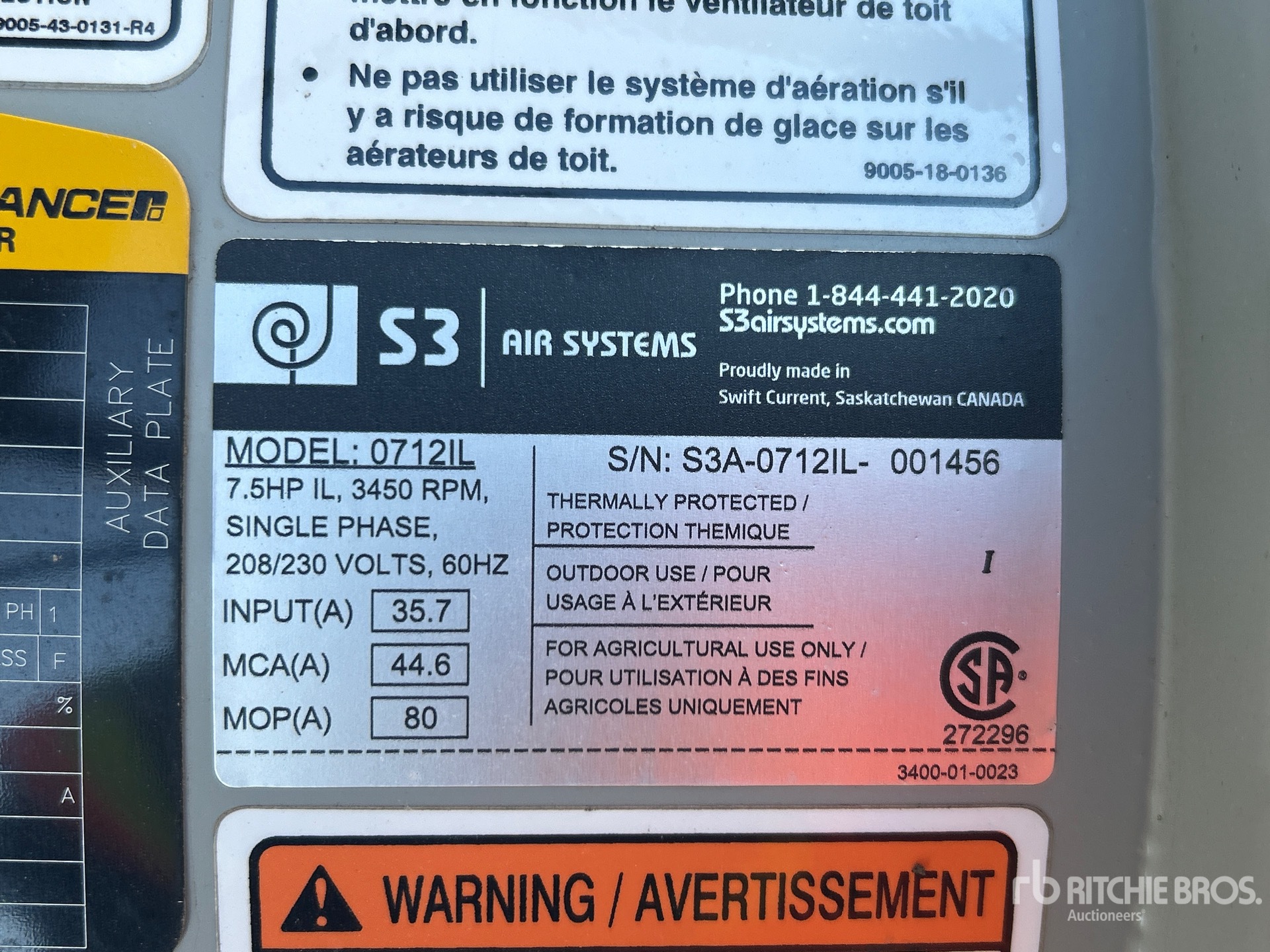 General Appearance with Serial Number / VIN
