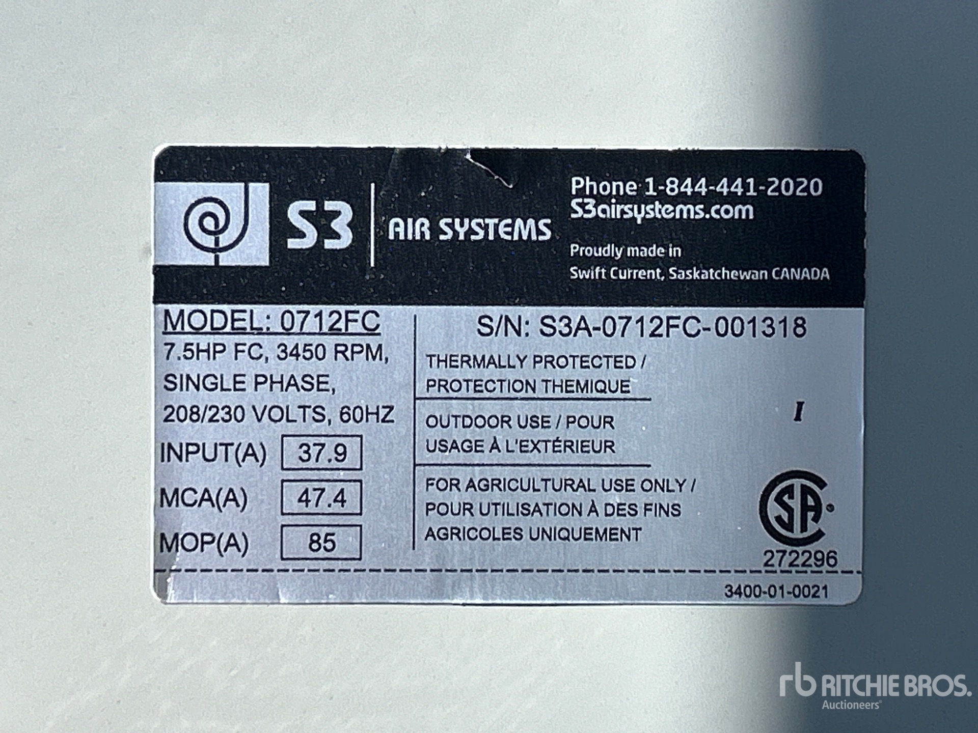 General Appearance with Serial Number / VIN