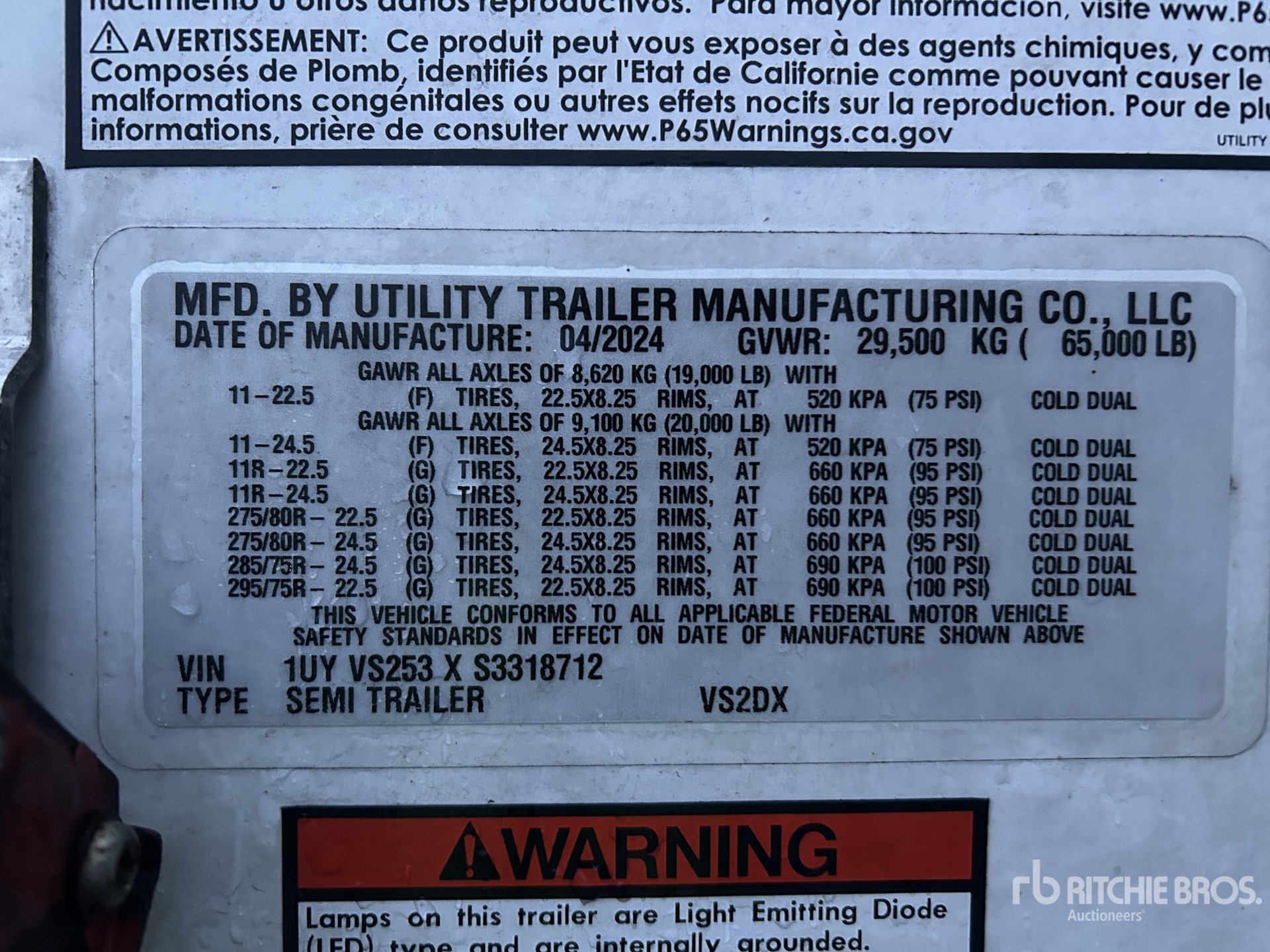General Appearance with Serial Number / VIN