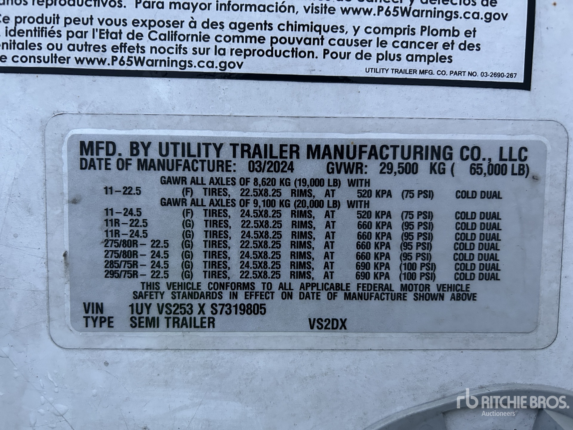 General Appearance with Serial Number / VIN