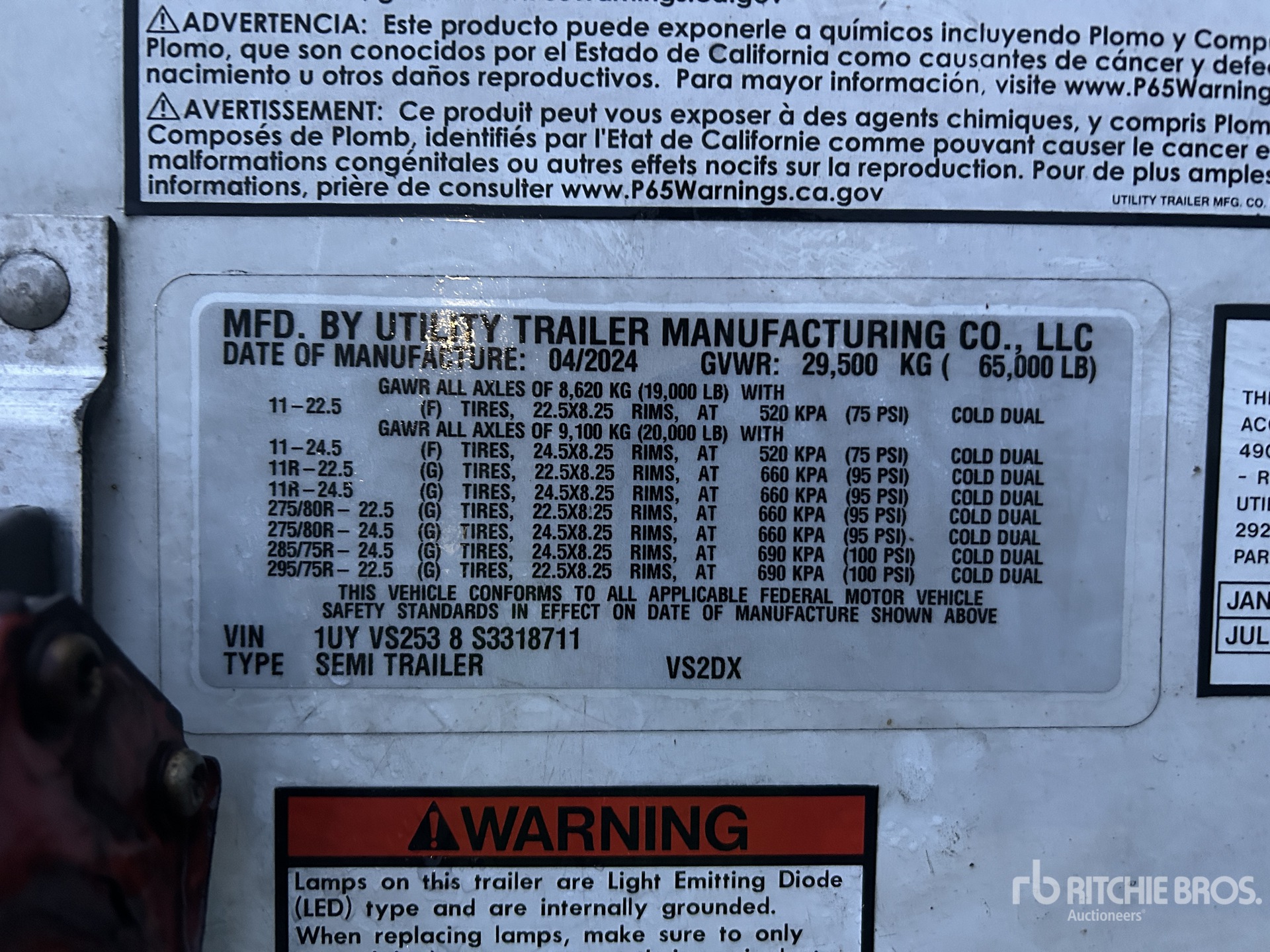 General Appearance with Serial Number / VIN