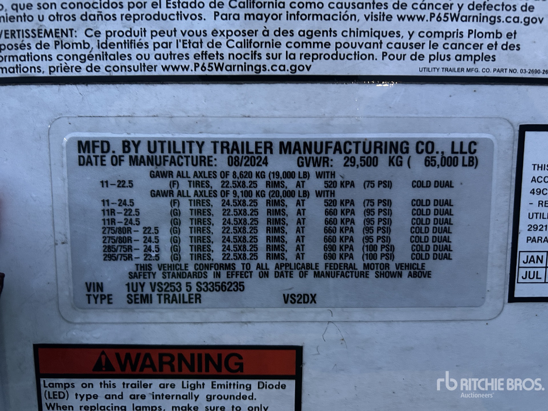 General Appearance with Serial Number / VIN