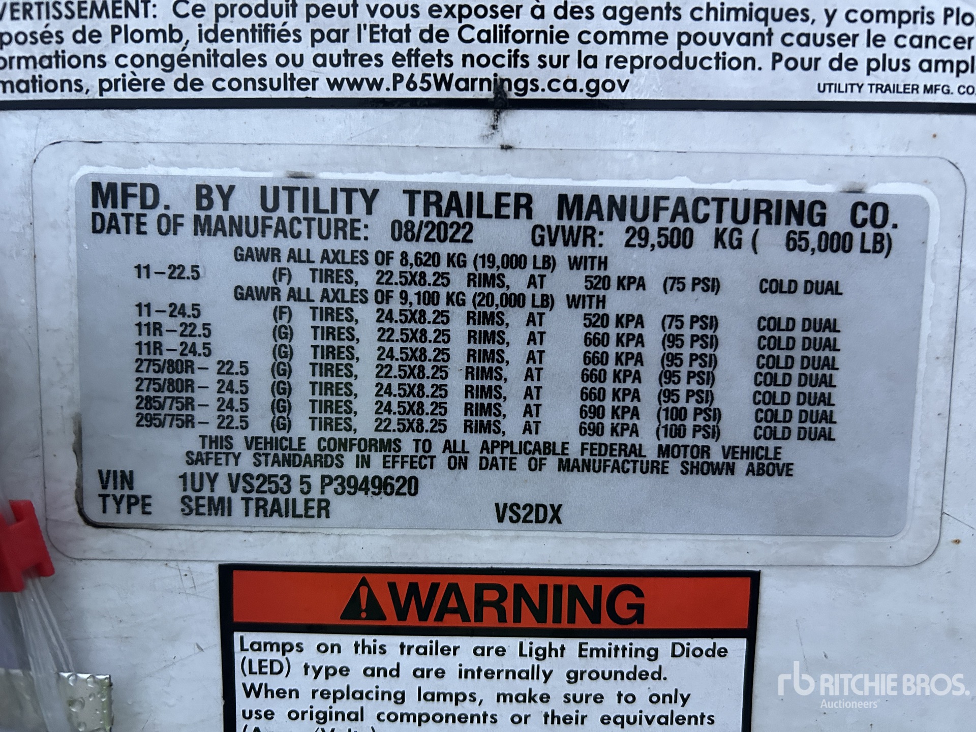 General Appearance with Serial Number / VIN