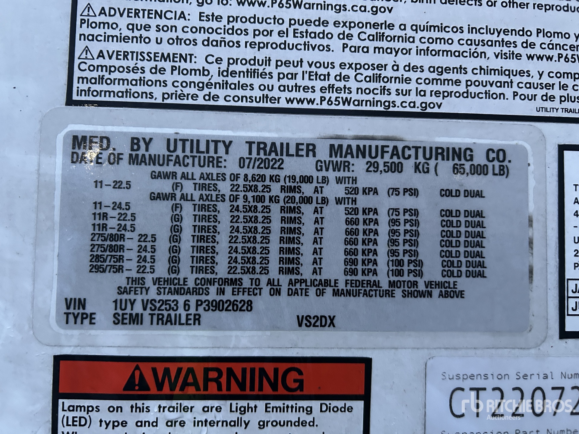 General Appearance with Serial Number / VIN