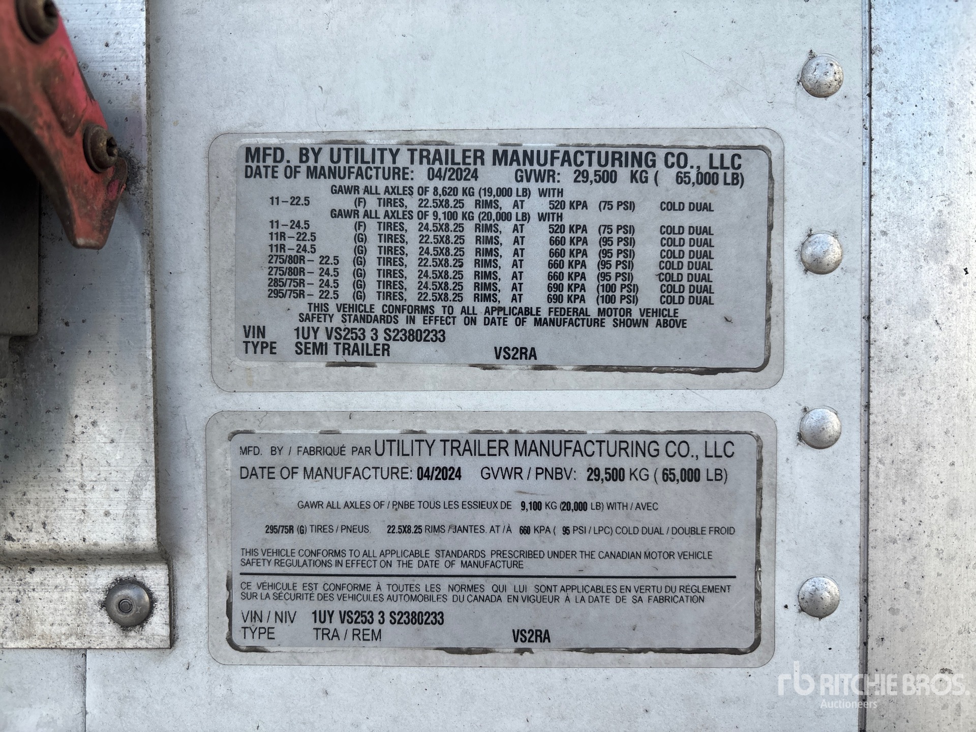 General Appearance with Serial Number / VIN