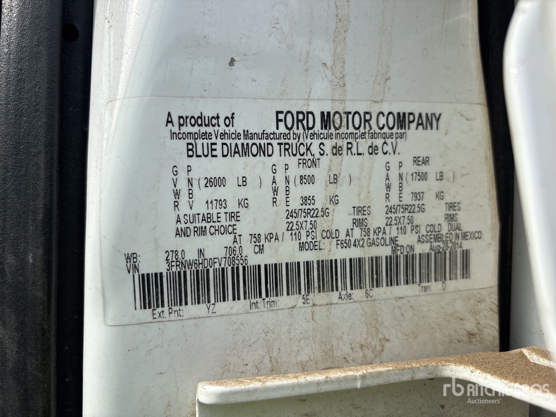 General Appearance with Serial Number / VIN