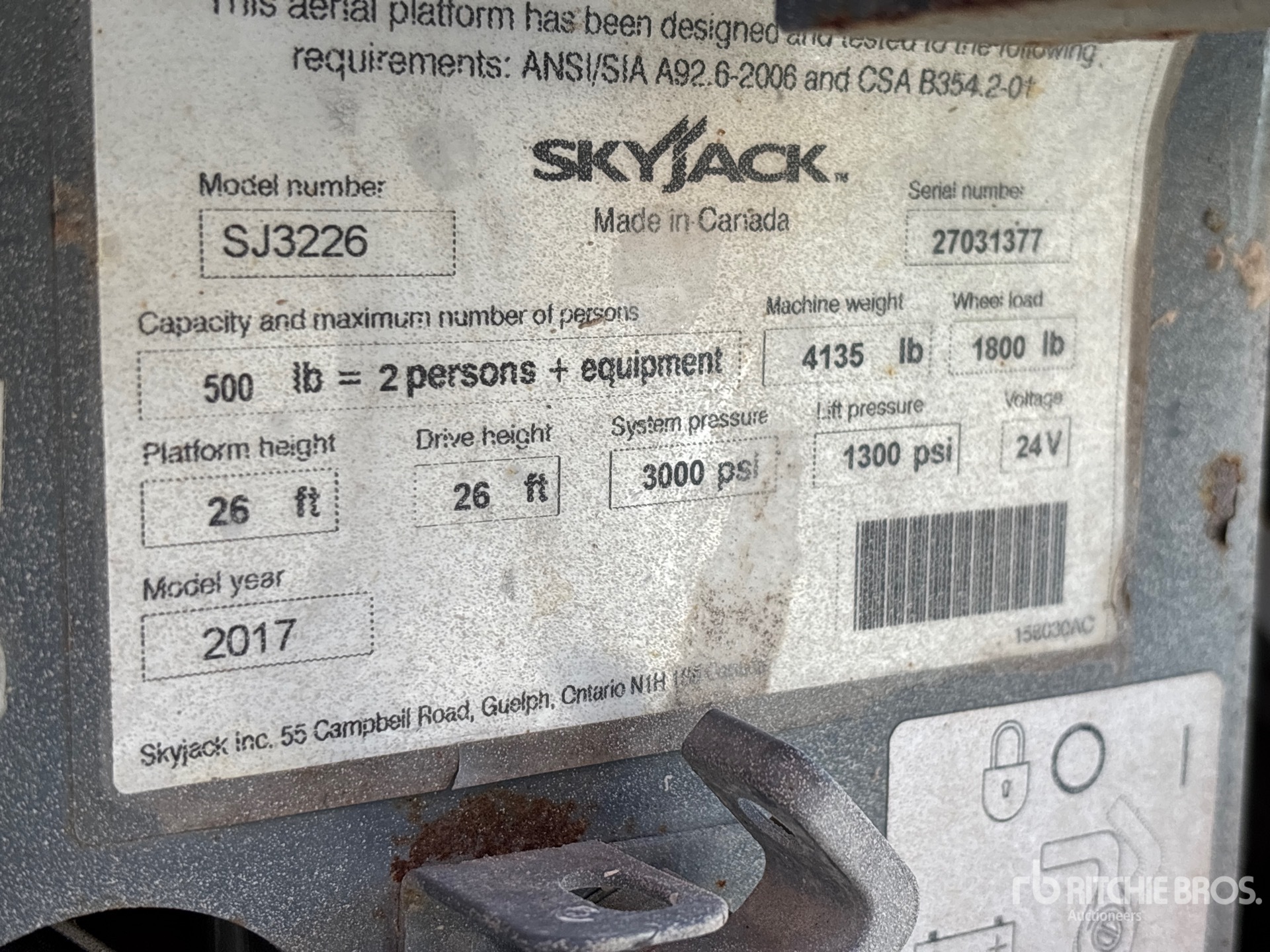 2016 Skyjack SJIII3226