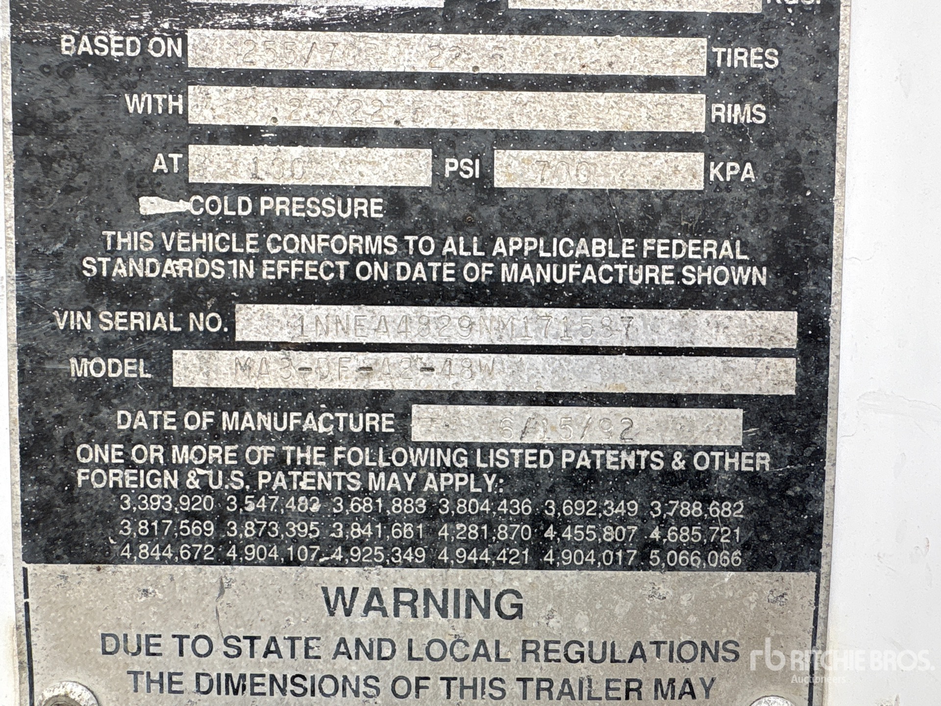 General Appearance with Serial Number / VIN