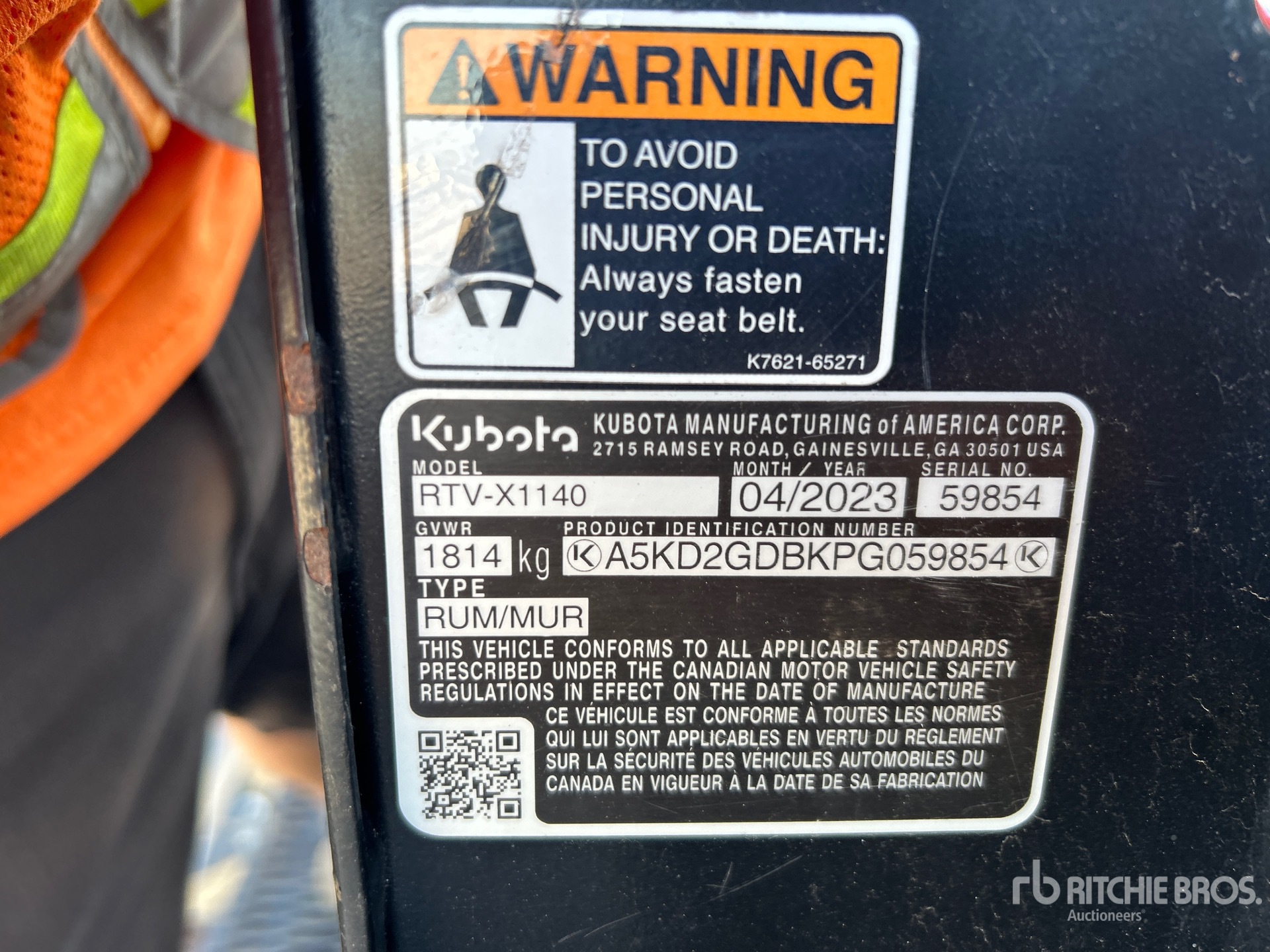 Photo of a 2023 Kubota RTVX1140WH